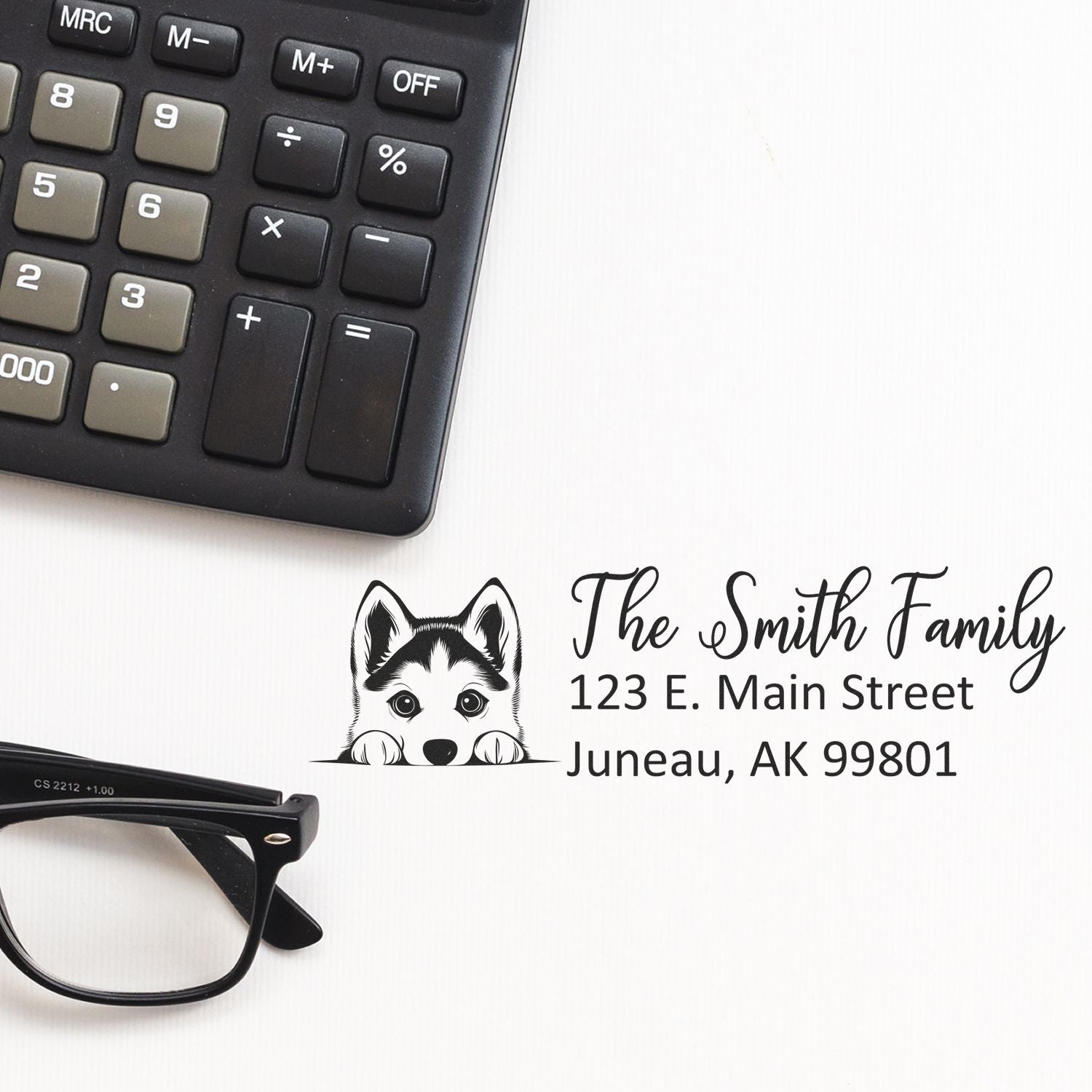 Customized Siberian Husky Self-Inking Home Address Stamp