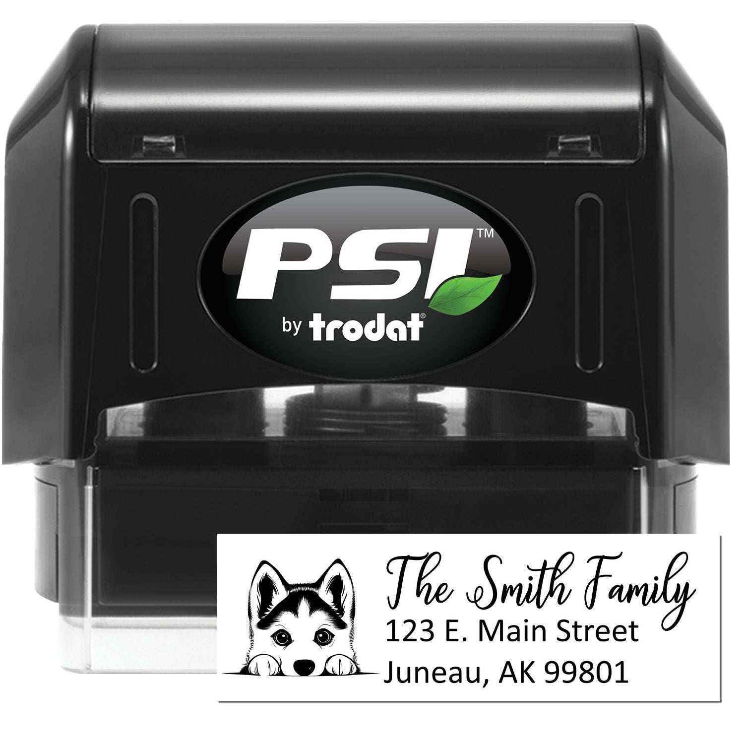 Siberian Husky Pre-Inked Home Address Stamp