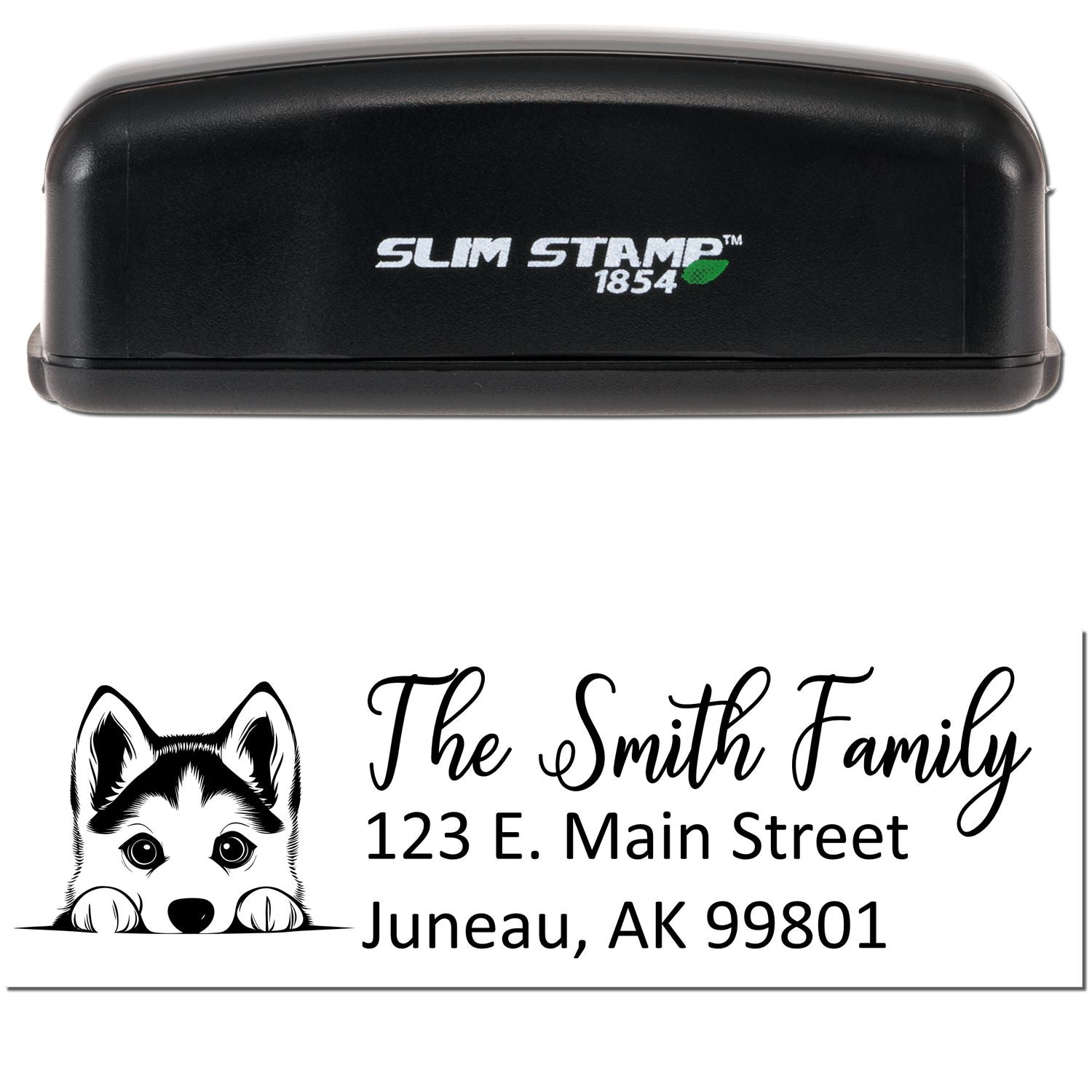 Slim Siberian Husky Dog Mail Address Stamp