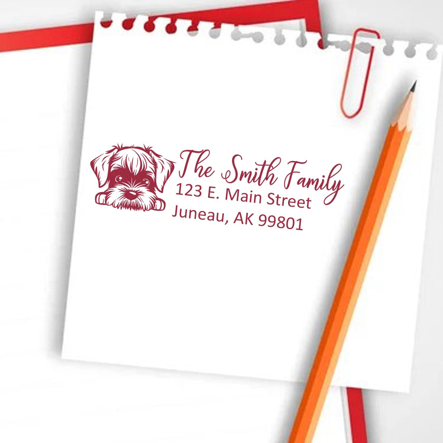 Slim Standard Schnauzer Dog Mail Address Stamp