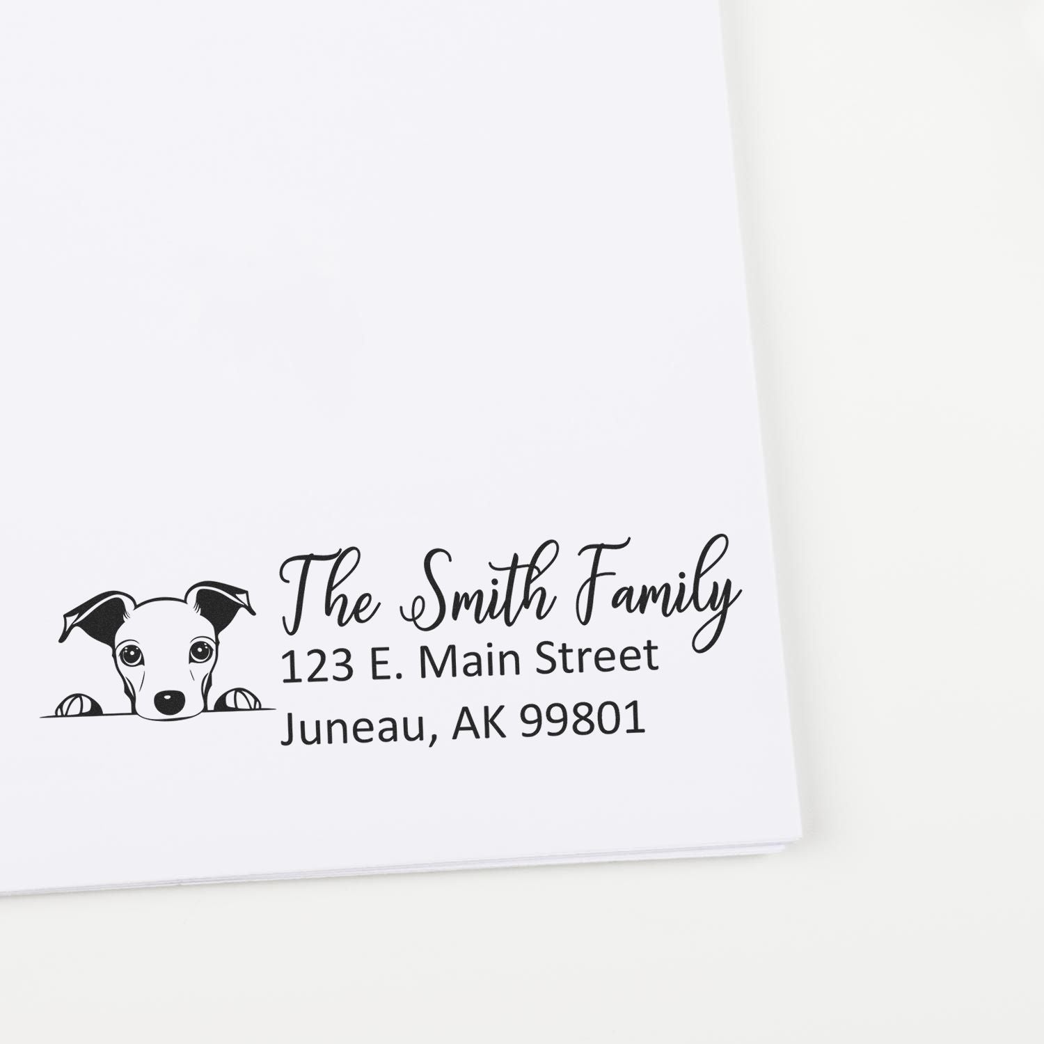 Slim Whippet Dog Mail Address Stamp