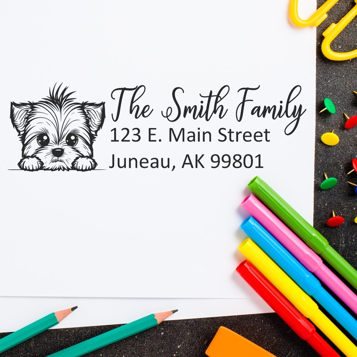 Yorkshire Terrier Pre-Inked Home Address Stamp