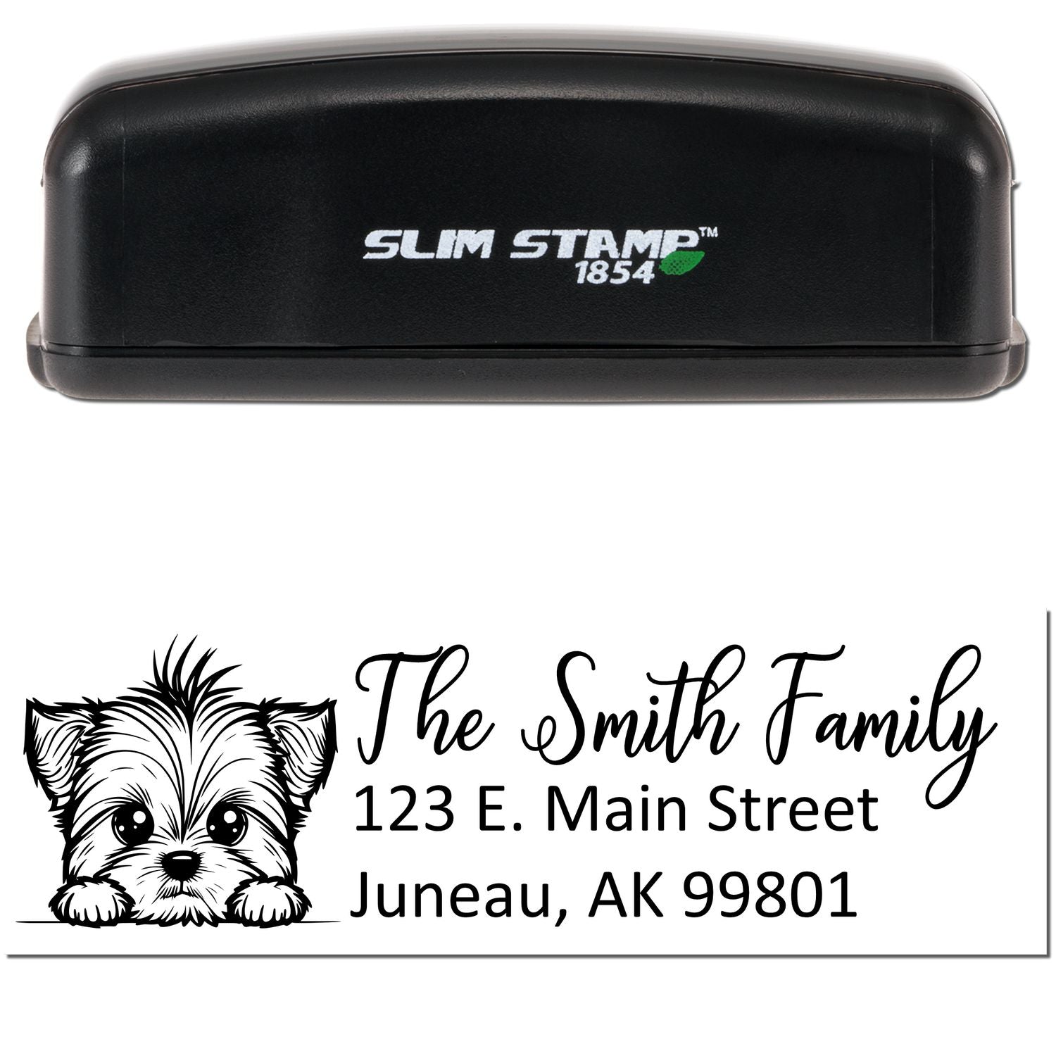 Slim Yorkshire Terrier Dog Mail Address Stamp