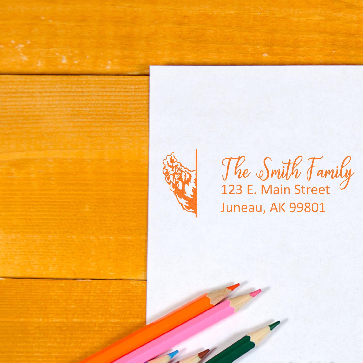 Personalized Chicken Mailing Address Stamp