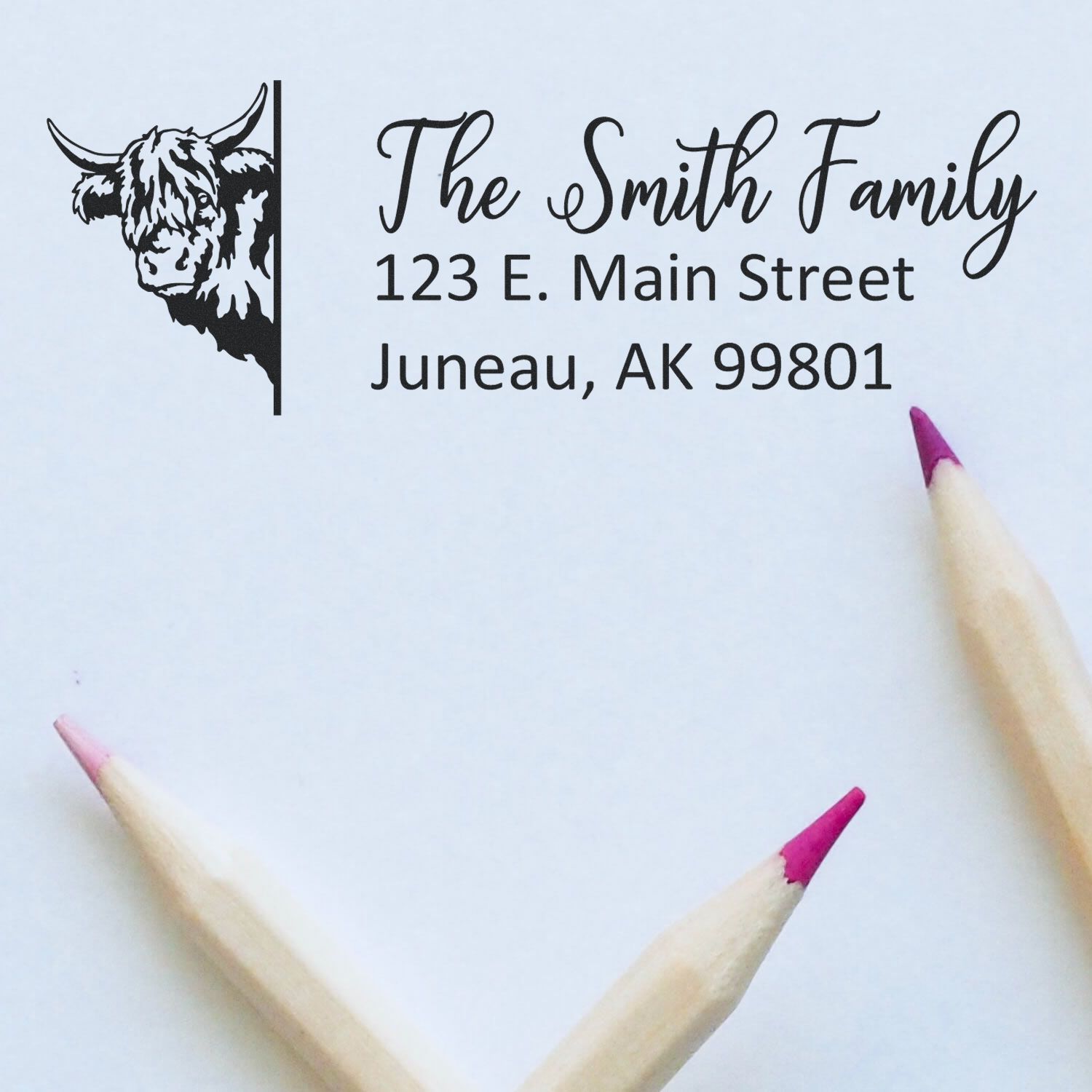 Personalized Highland Cow Mailing Address Stamp