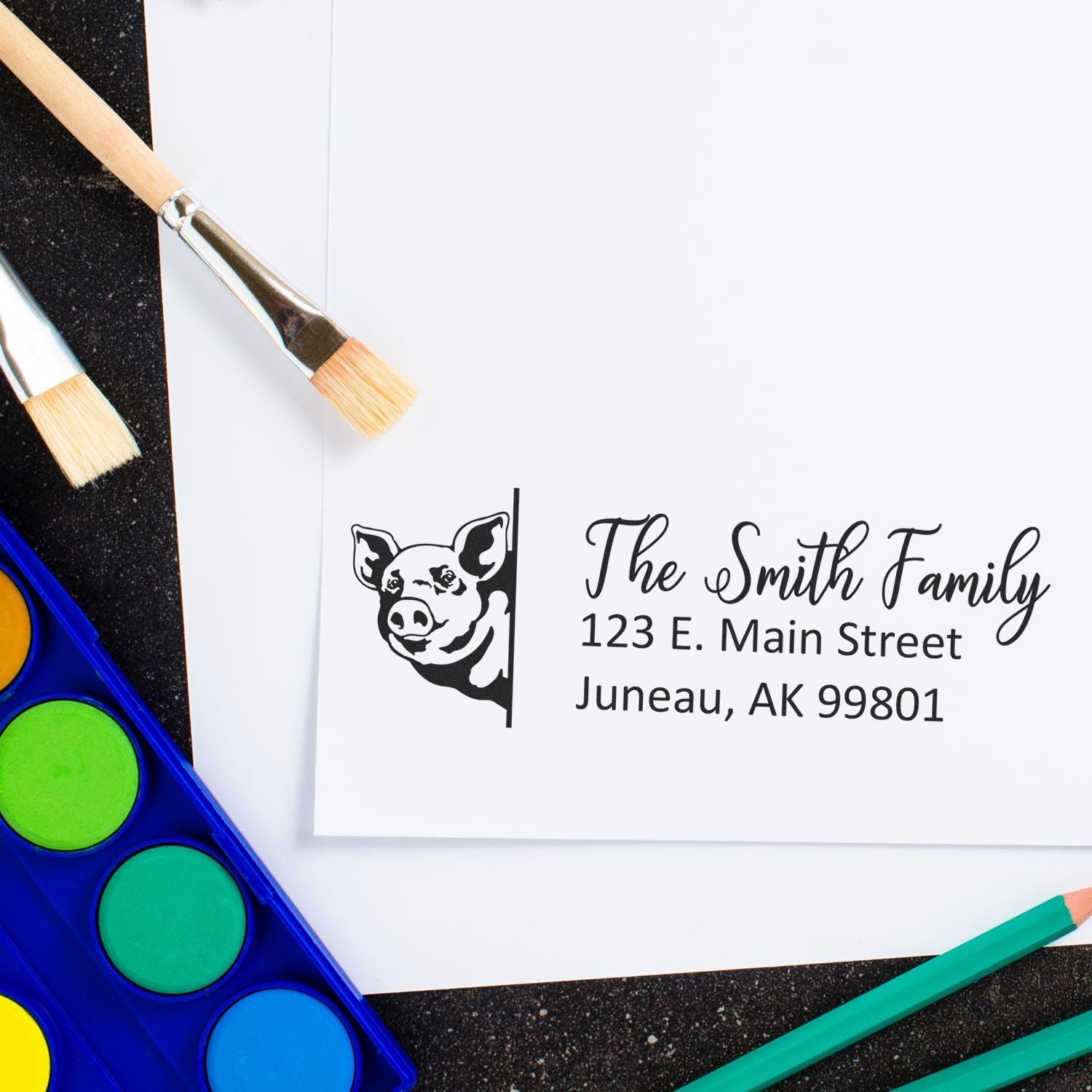 Personalized Pig Mailing Address Stamp