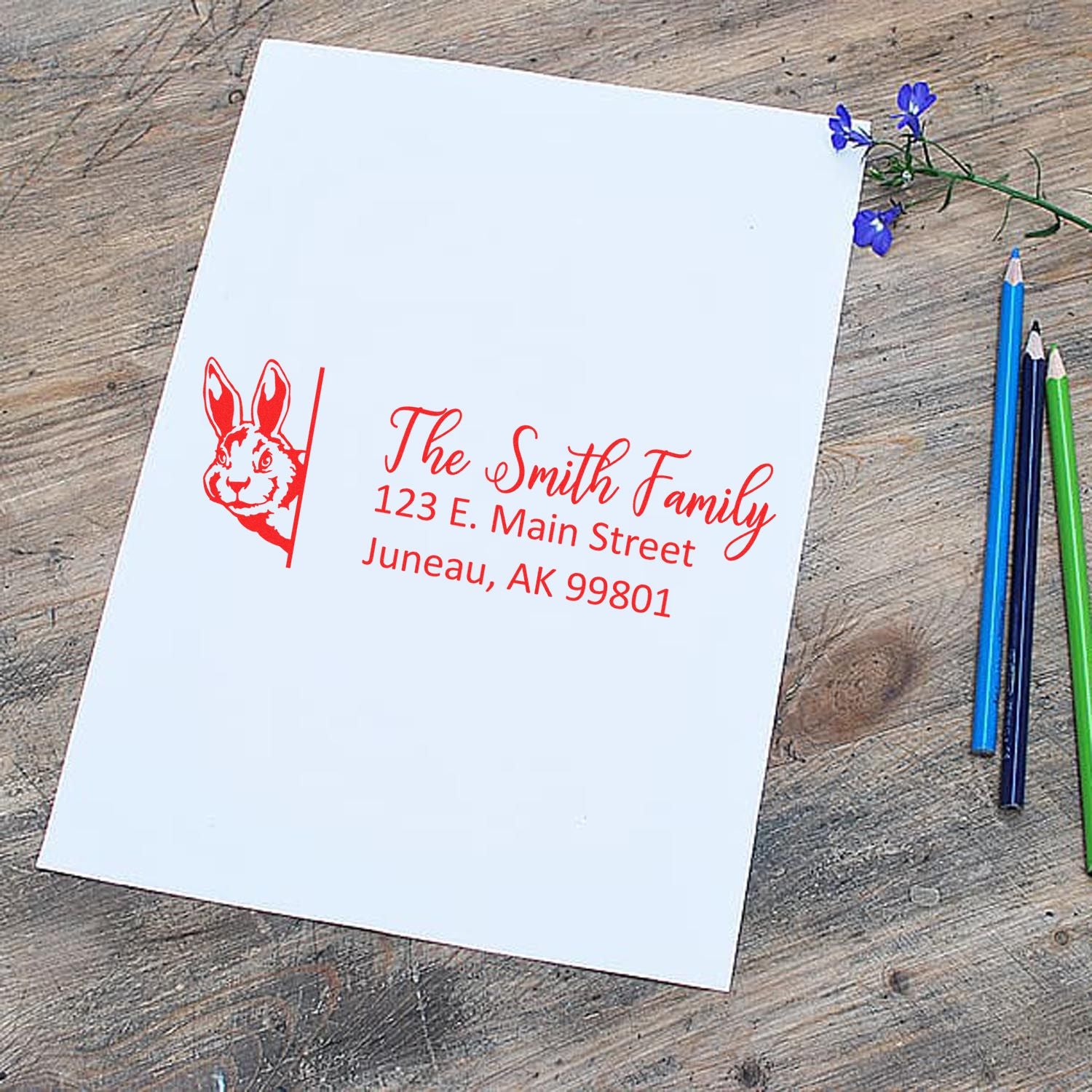 Personalized Rabbit Mailing Address Stamp