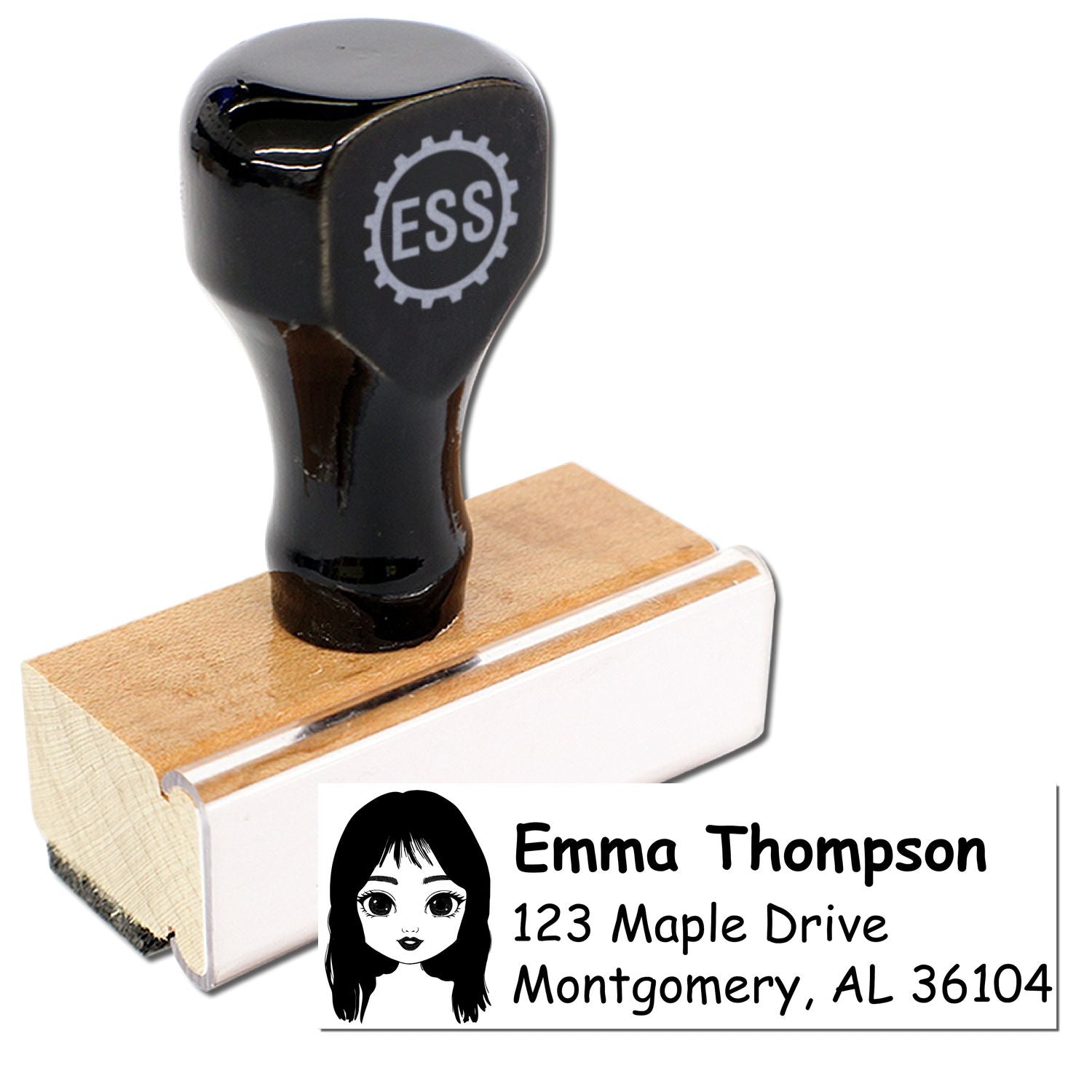 Wood Handle Ms Emma Bitmoji Address Stamp