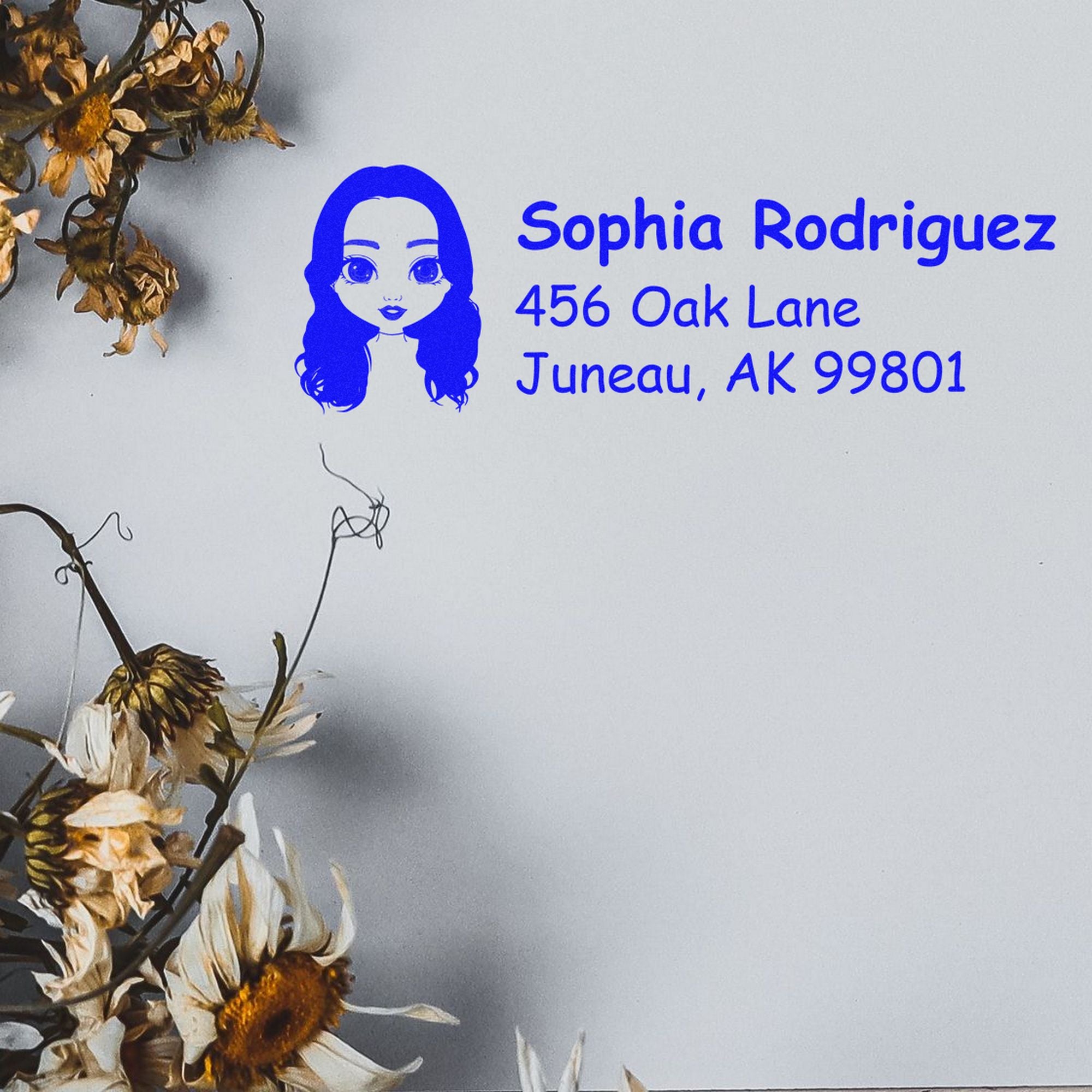 Wood Handle Ms Sophia Bitmoji Address Stamp