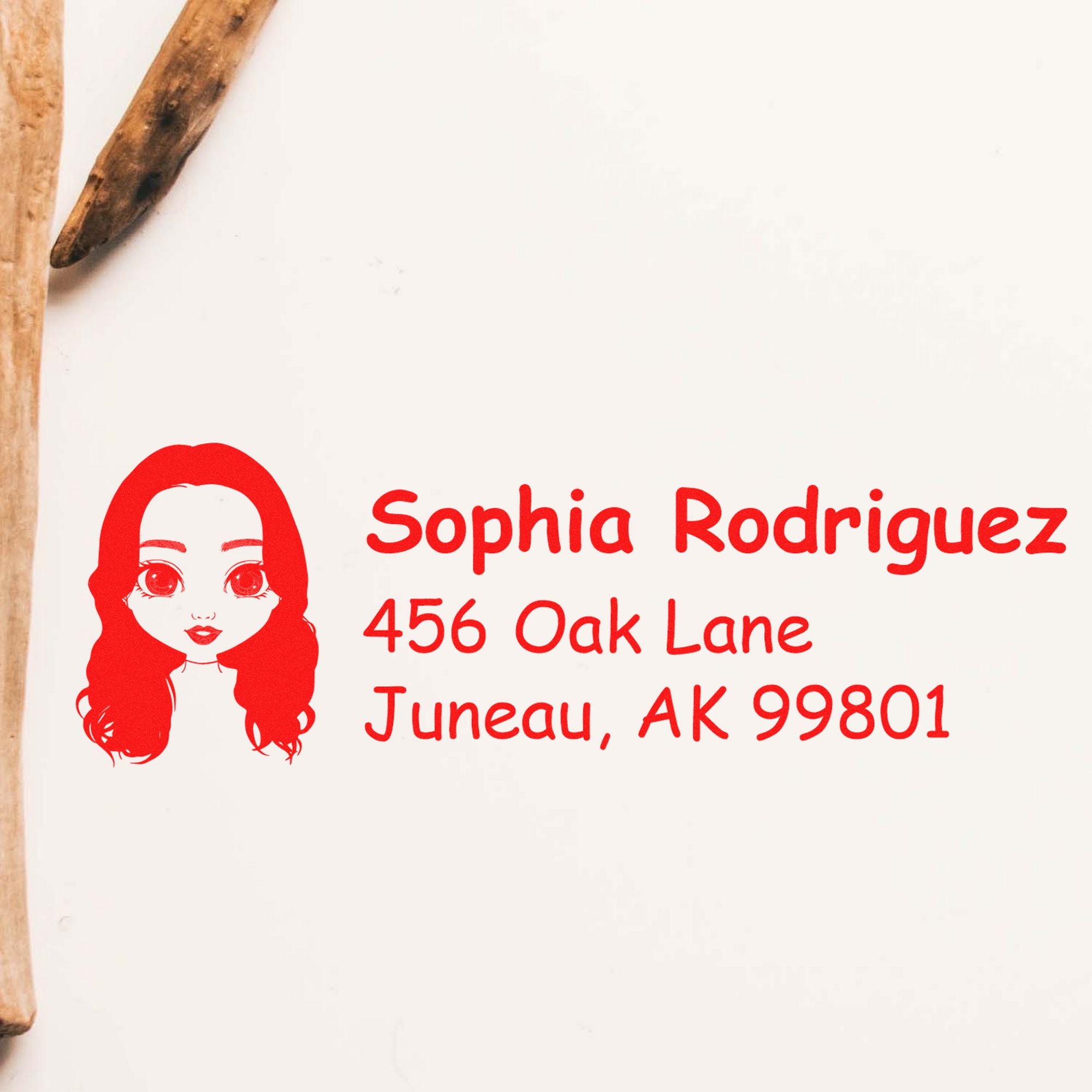 Wood Handle Ms Sophia Bitmoji Address Stamp