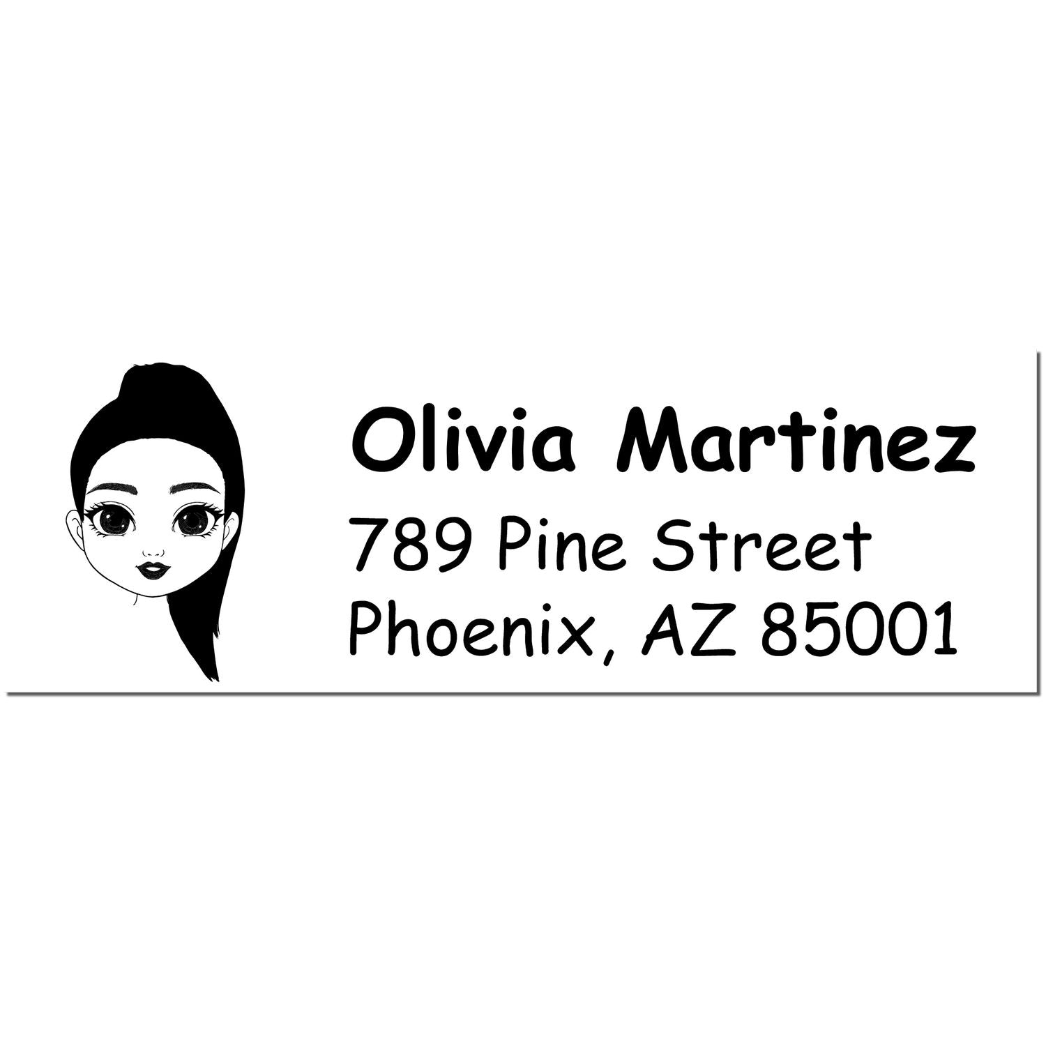 Wood Handle Ms Olivia Bitmoji Address Stamp