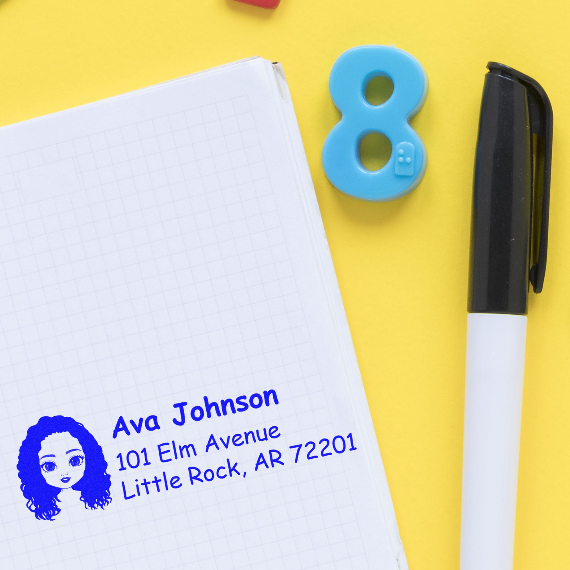 Wood Handle Ms Ava Bitmoji Address Stamp