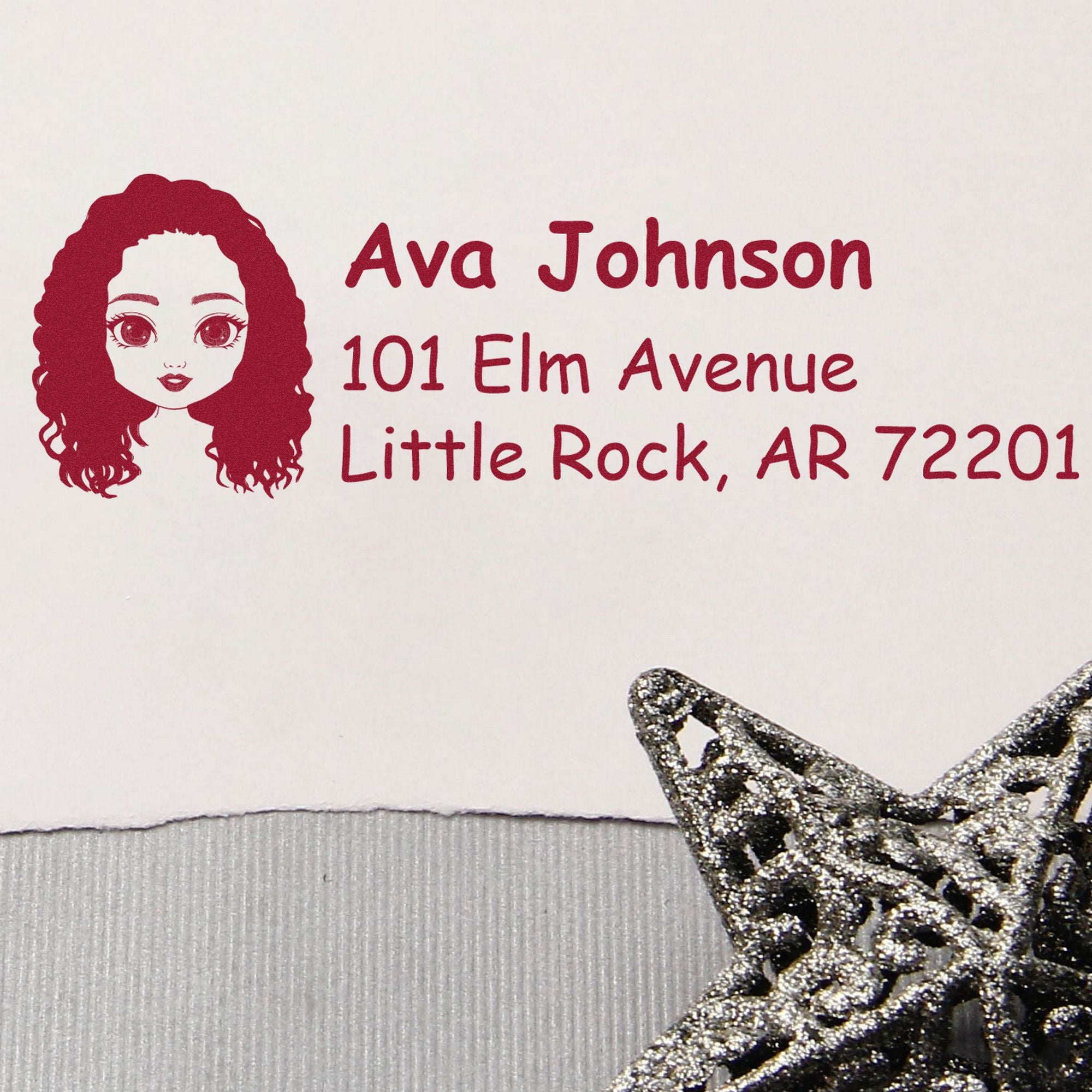 Wood Handle Ms Ava Bitmoji Address Stamp