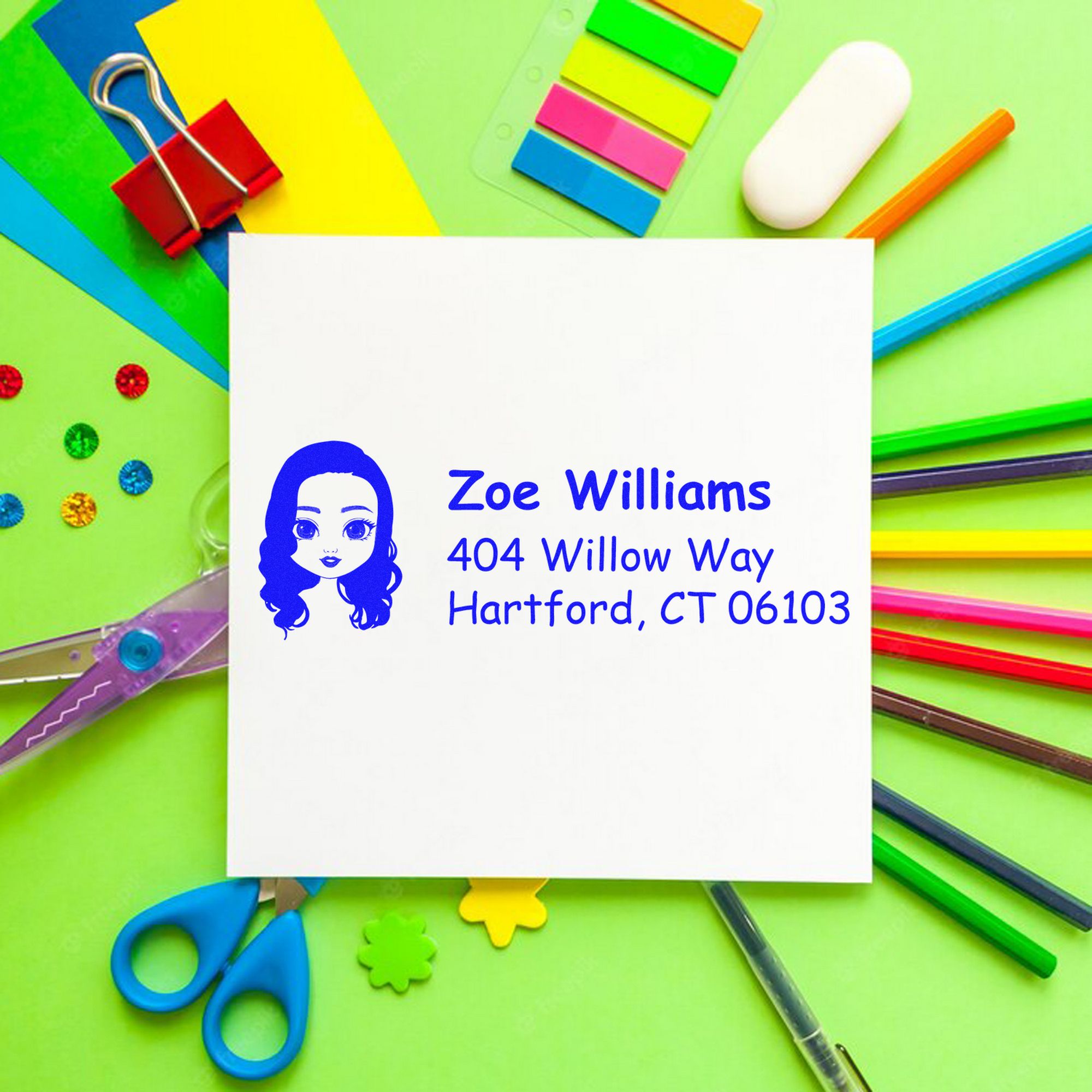 Wood Handle Ms Zoe Bitmoji Address Stamp