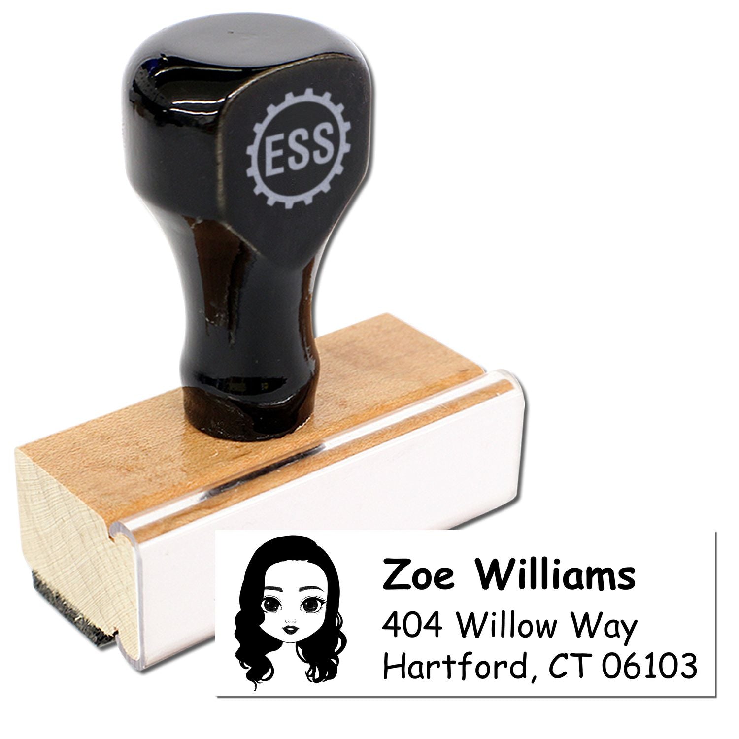 Wood Handle Ms Zoe Bitmoji Address Stamp