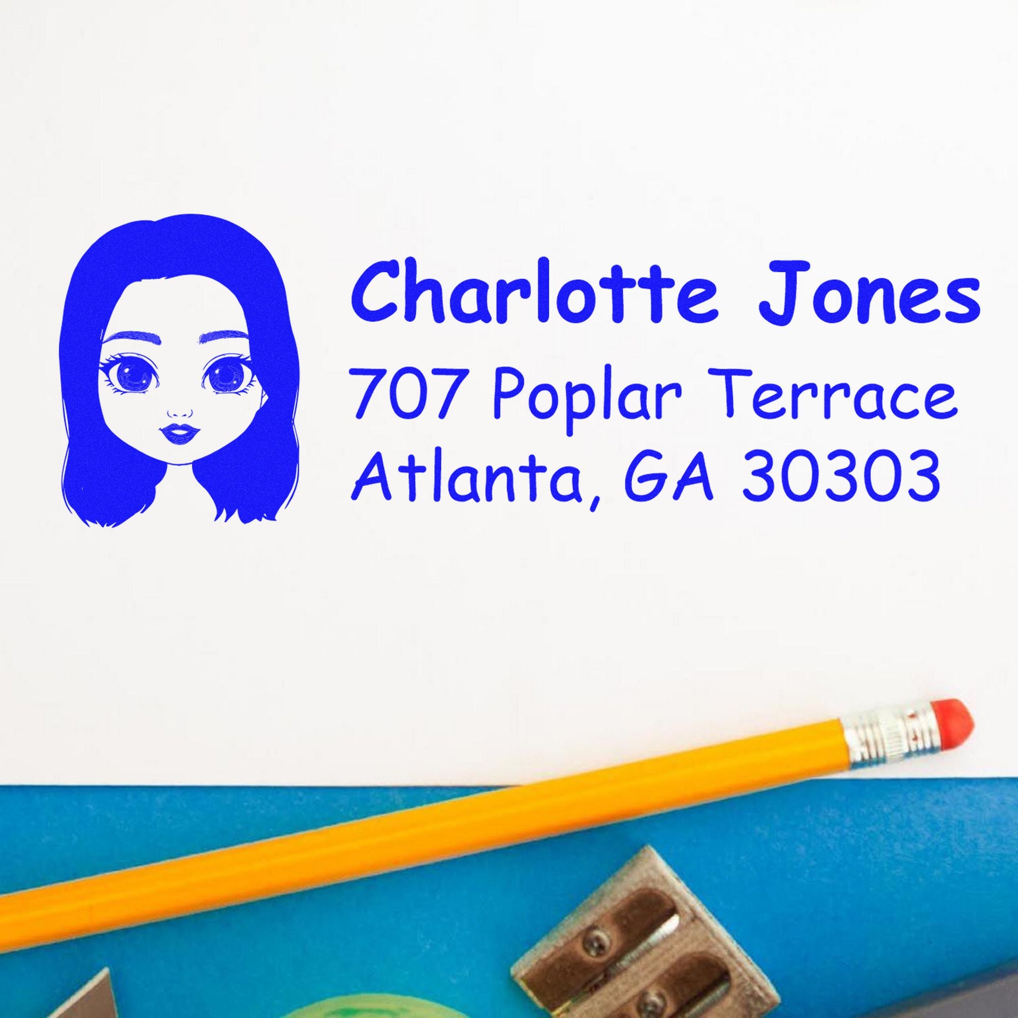 Wood Handle Ms Charlotte Bitmoji Address Stamp