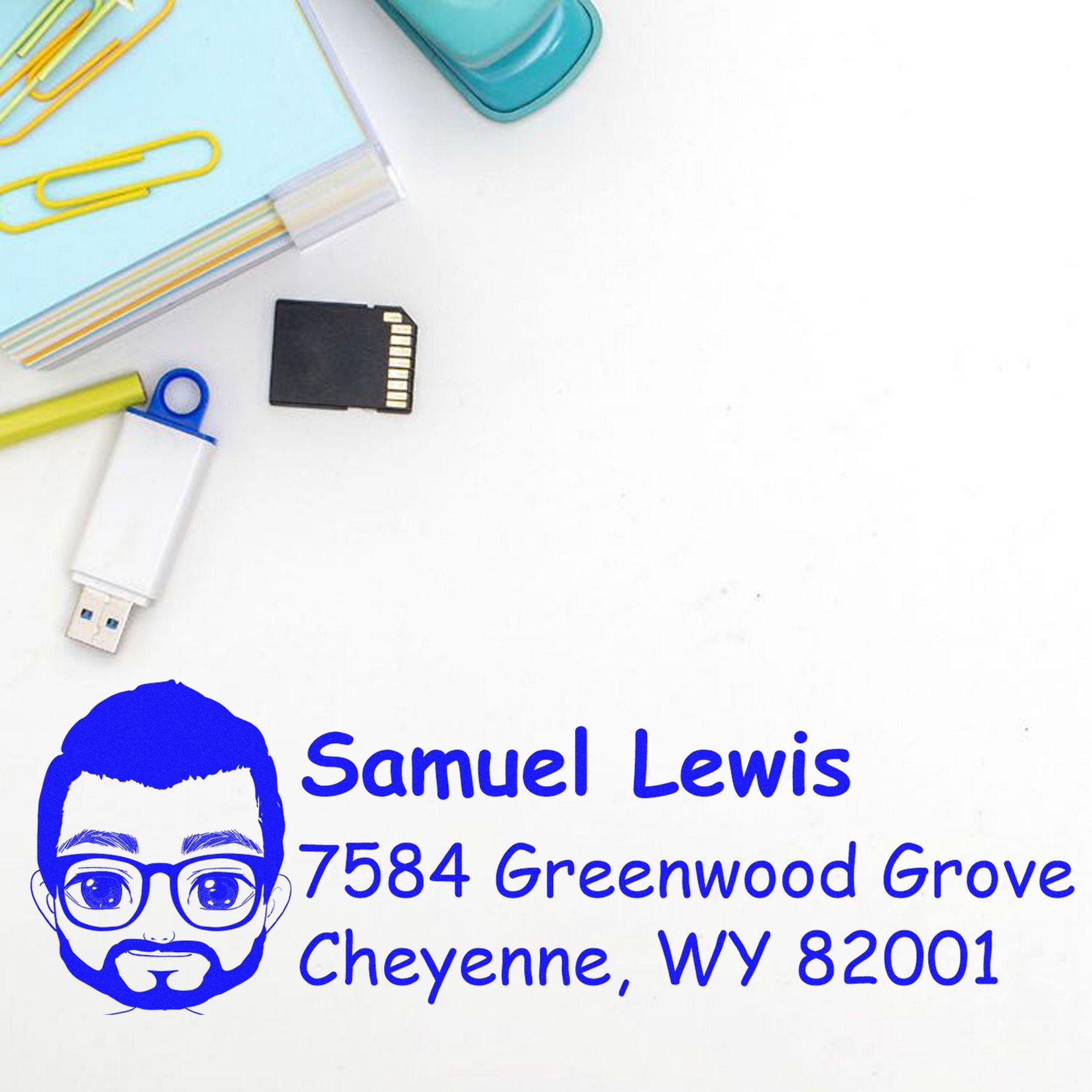 Wood Handle Mr Samuel Bitmoji Address Stamp