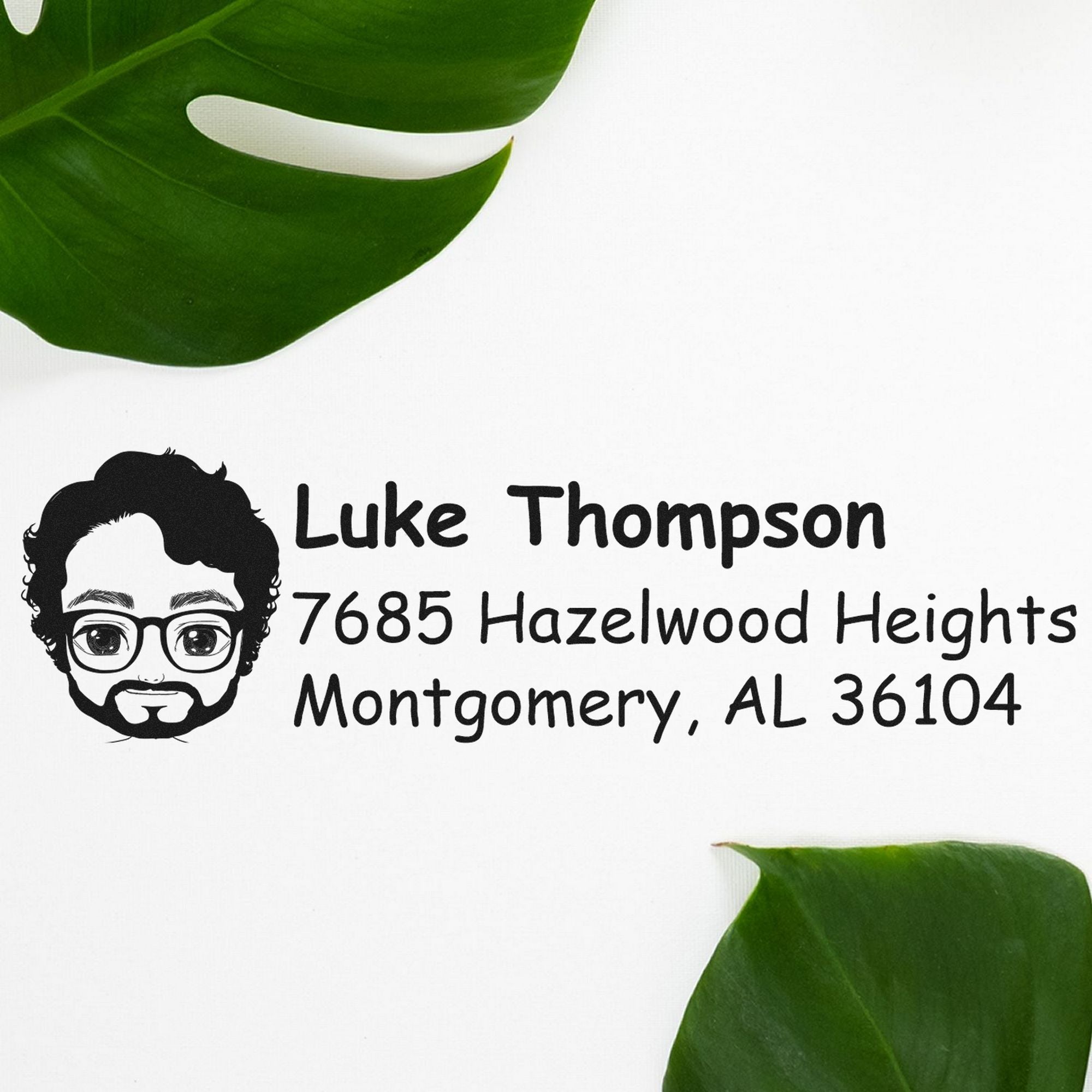 Wood Handle Mr Luke Bitmoji Address Stamp