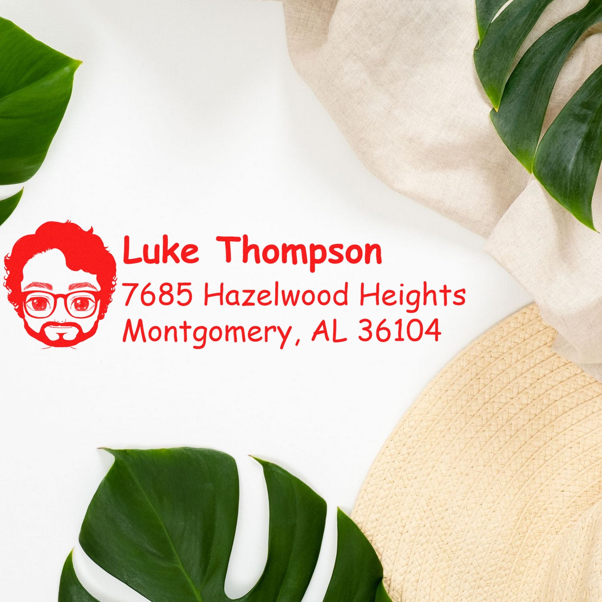 Wood Handle Mr Luke Bitmoji Address Stamp