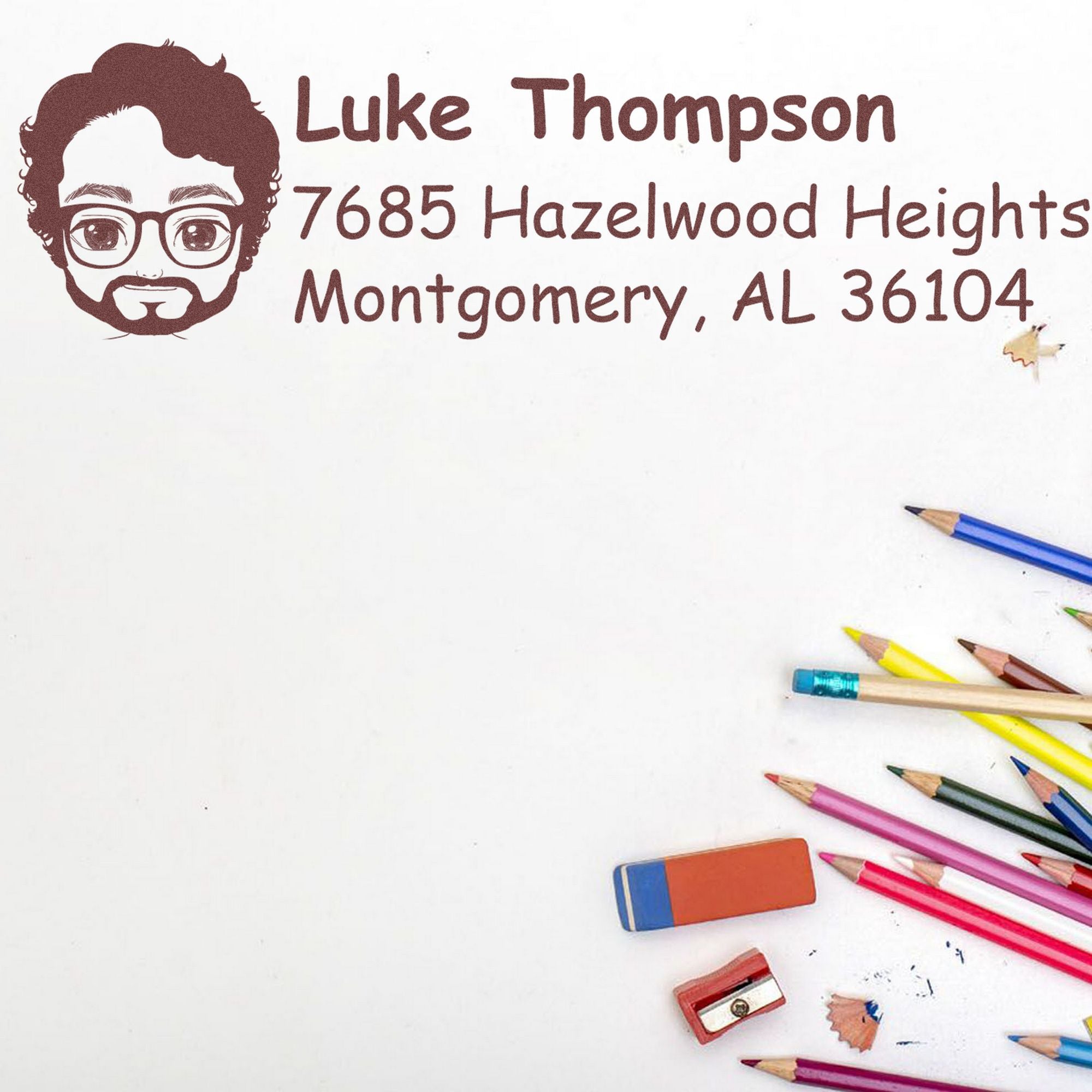 Wood Handle Mr Luke Bitmoji Address Stamp