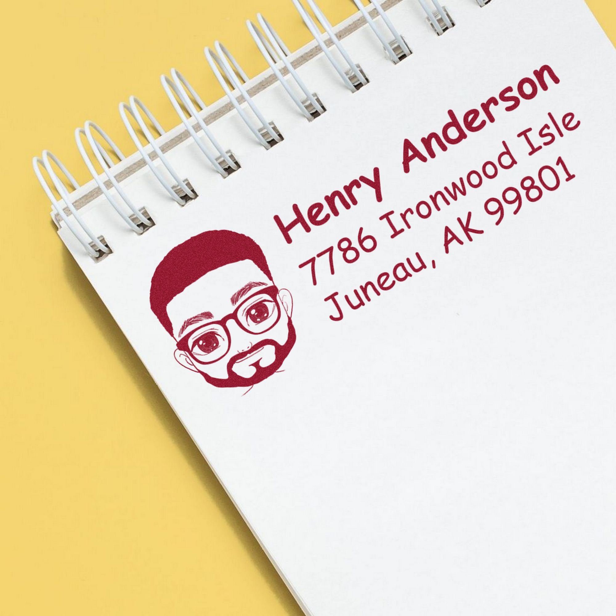 Wood Handle Mr Henry Bitmoji Address Stamp