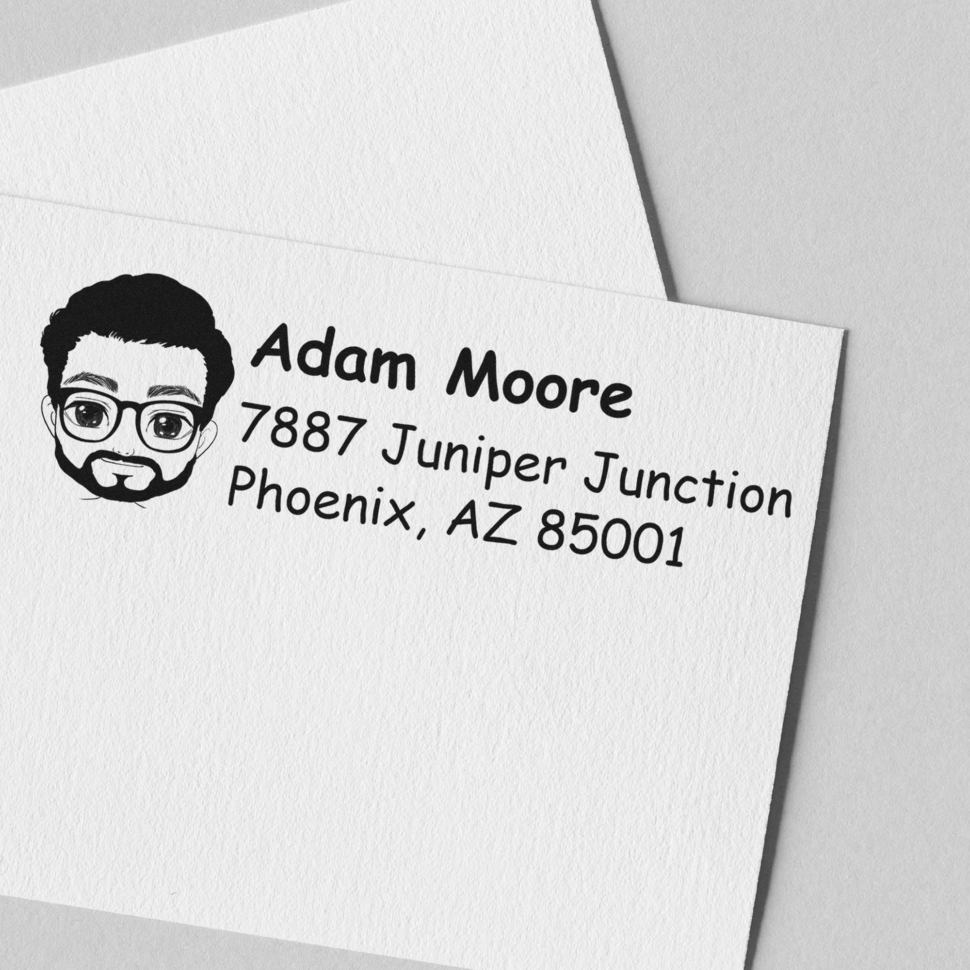 Wood Handle Mr Adam Bitmoji Address Stamp