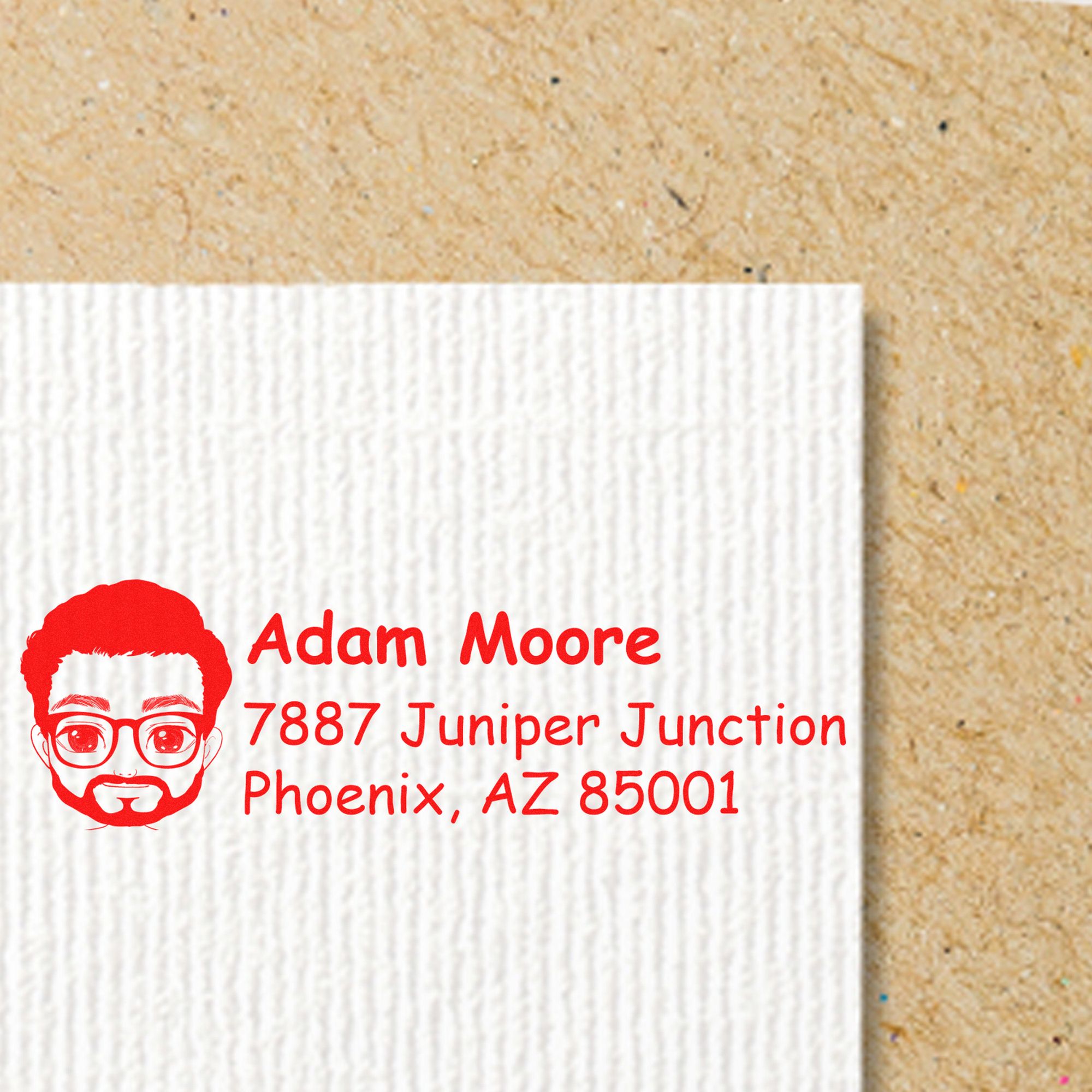 Wood Handle Mr Adam Bitmoji Address Stamp