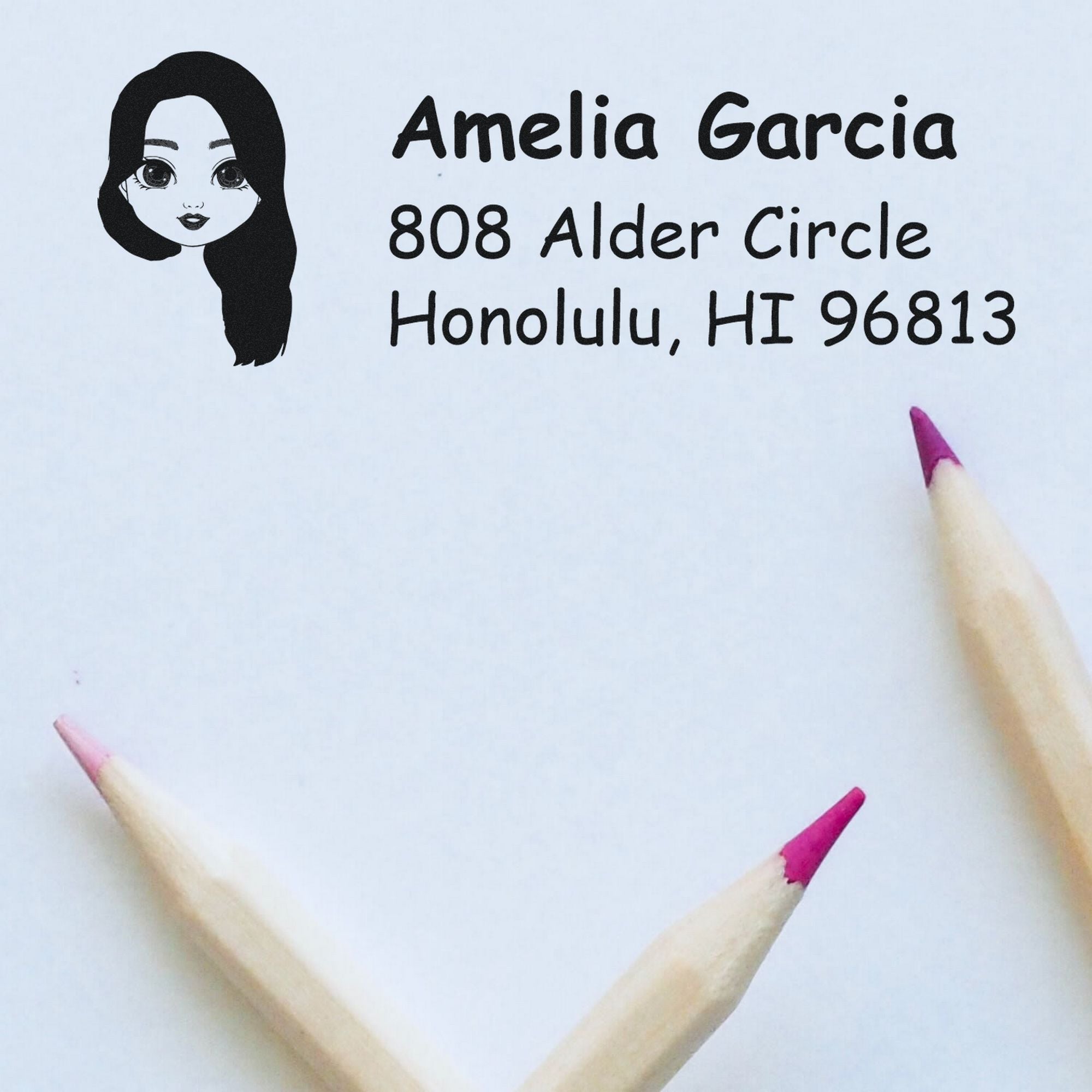 Ms Amelia Bitmoji Customized Address Stamp Pre-Inked