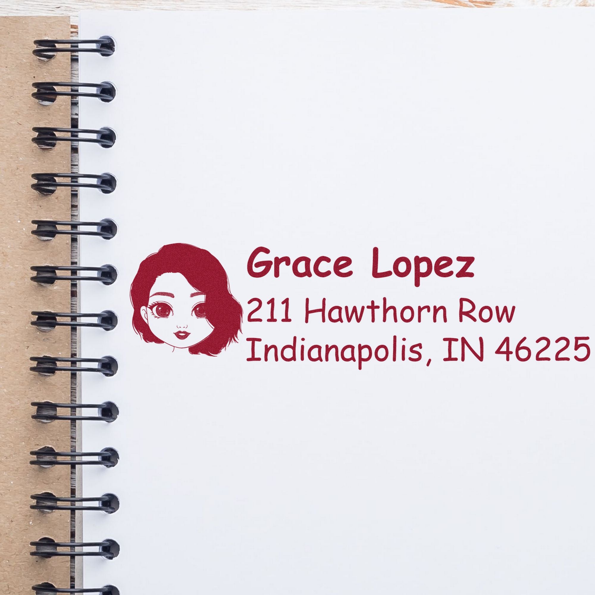 Wood Handle Ms Grace Bitmoji Address Stamp