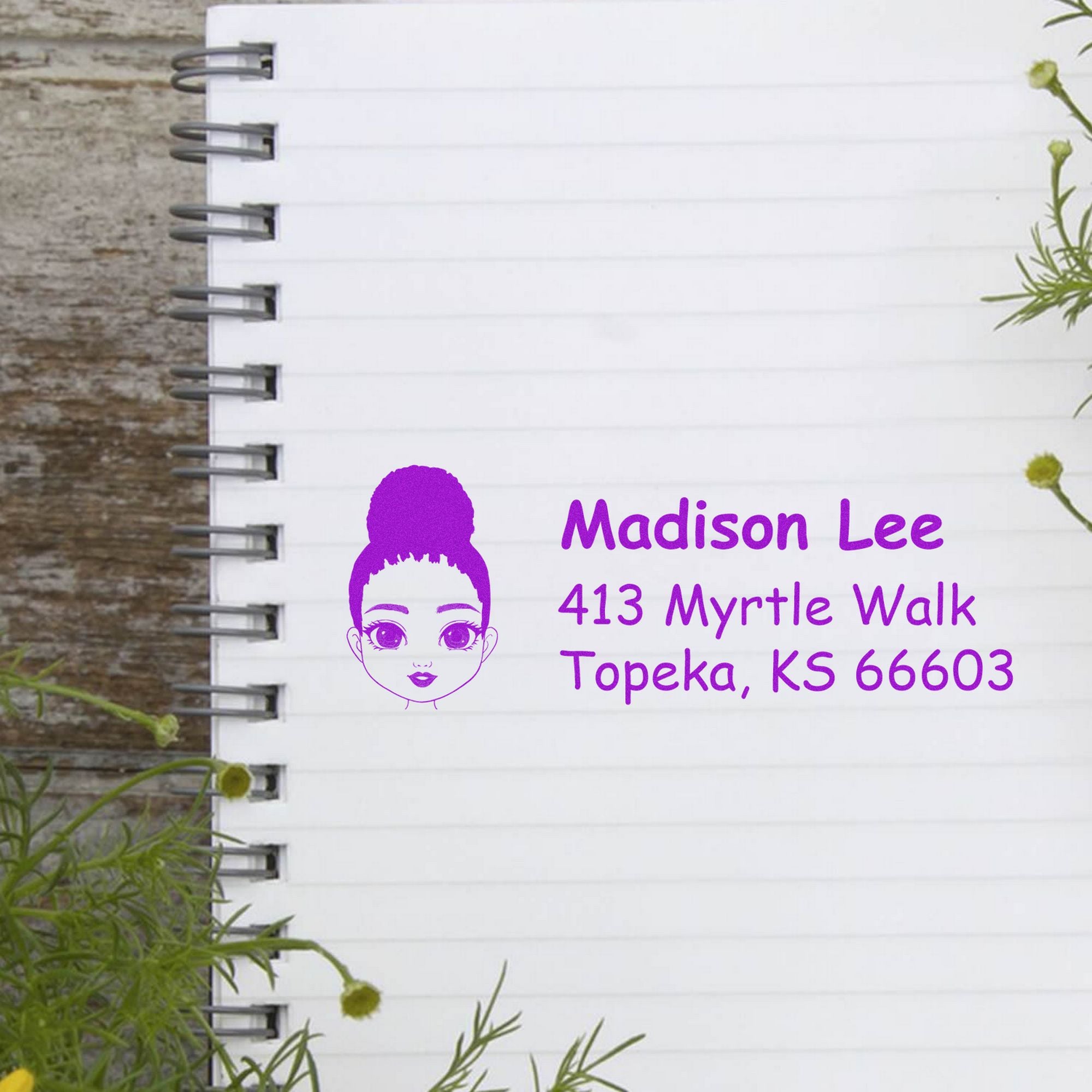 Wood Handle Ms Madison Bitmoji Address Stamp