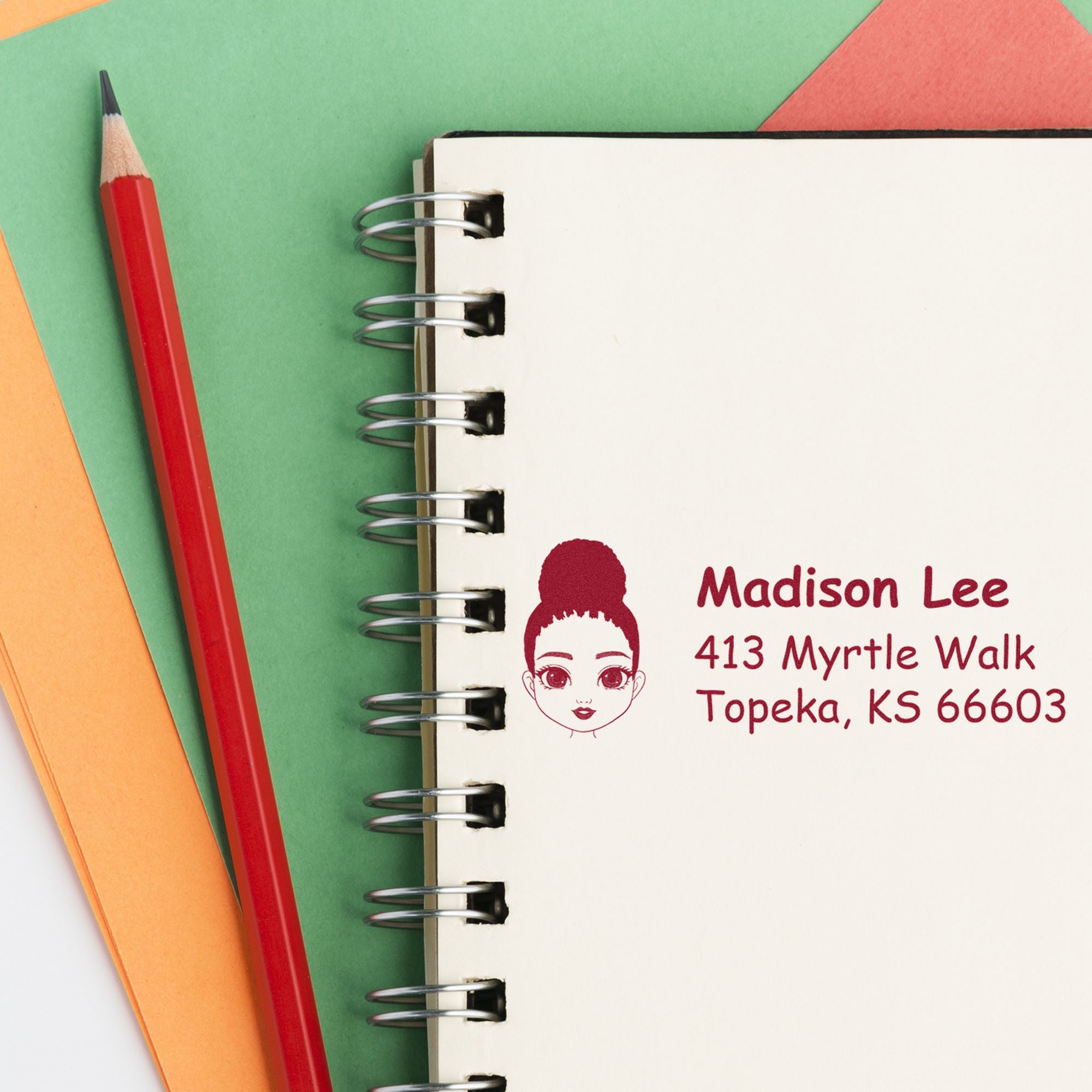 Wood Handle Ms Madison Bitmoji Address Stamp