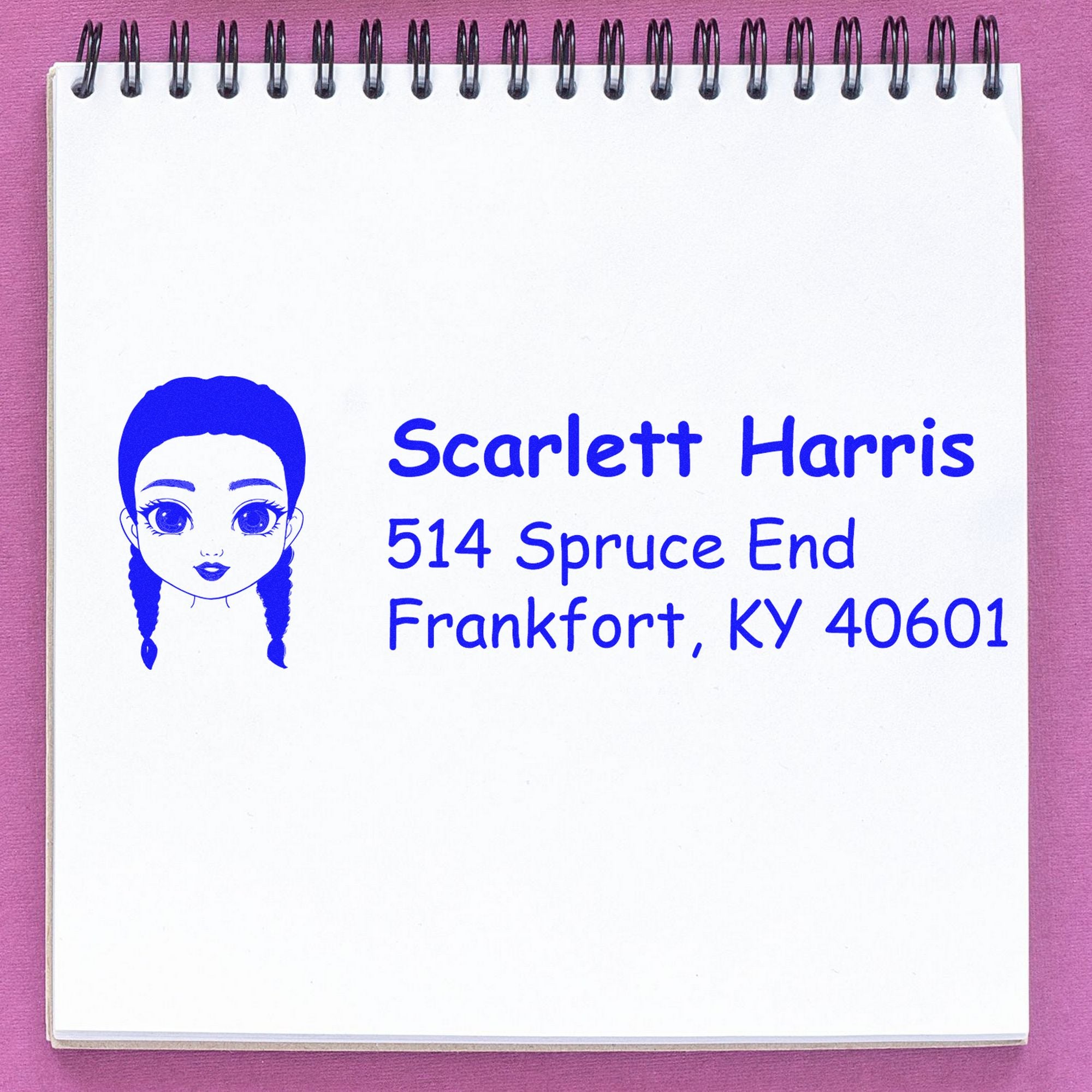 Wood Handle Ms Scarlett Bitmoji Address Stamp