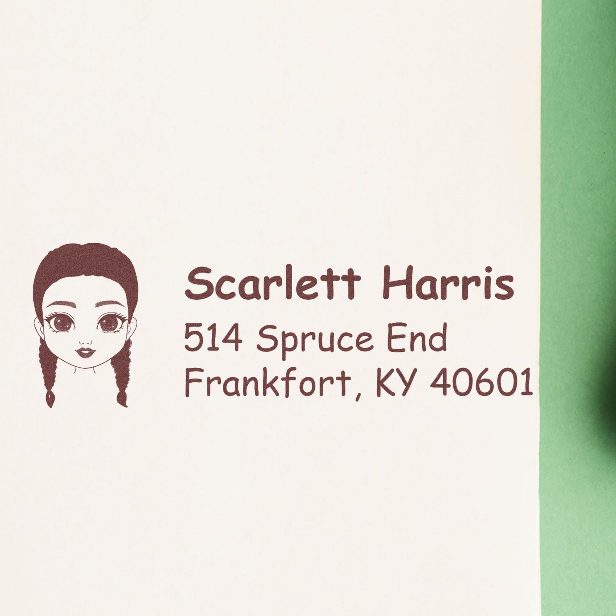 Wood Handle Ms Scarlett Bitmoji Address Stamp