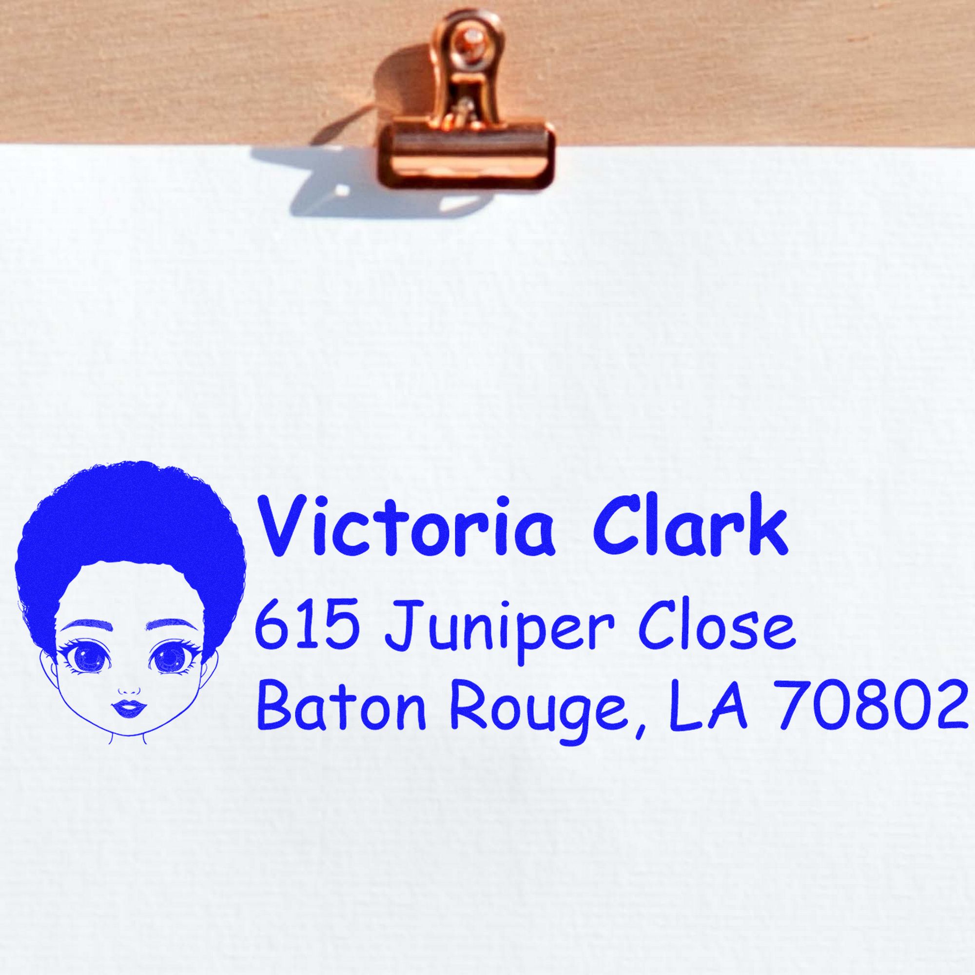 Wood Handle Ms Victoria Bitmoji Address Stamp