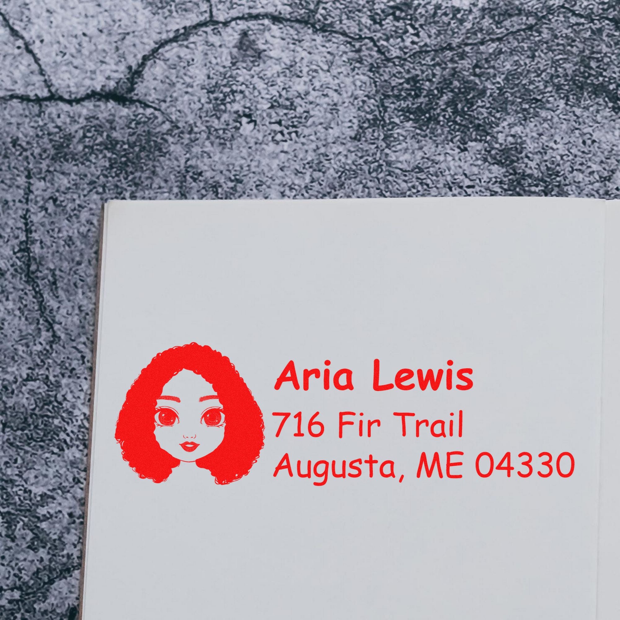 Wood Handle Ms Aria Bitmoji Address Stamp