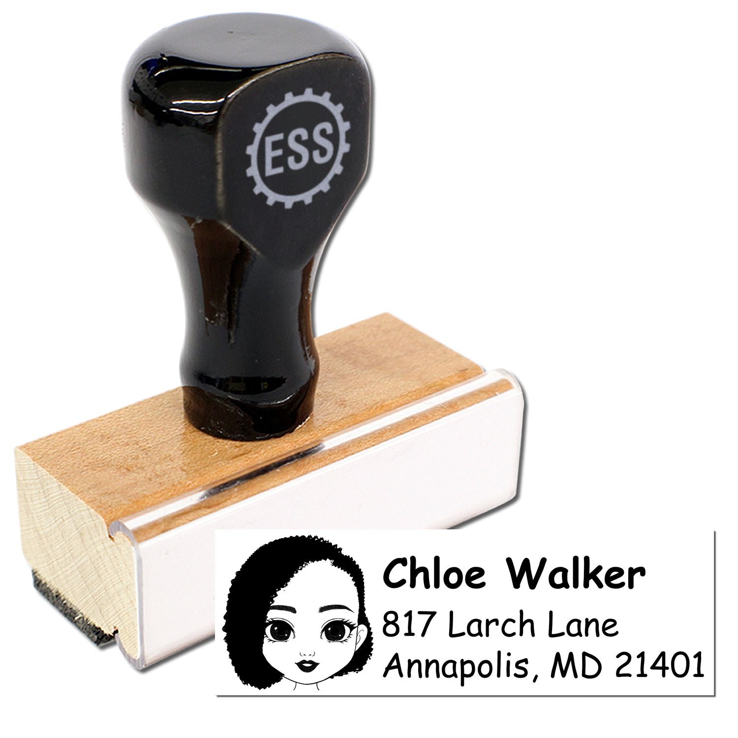 Wood Handle Ms Chloe Bitmoji Address Stamp