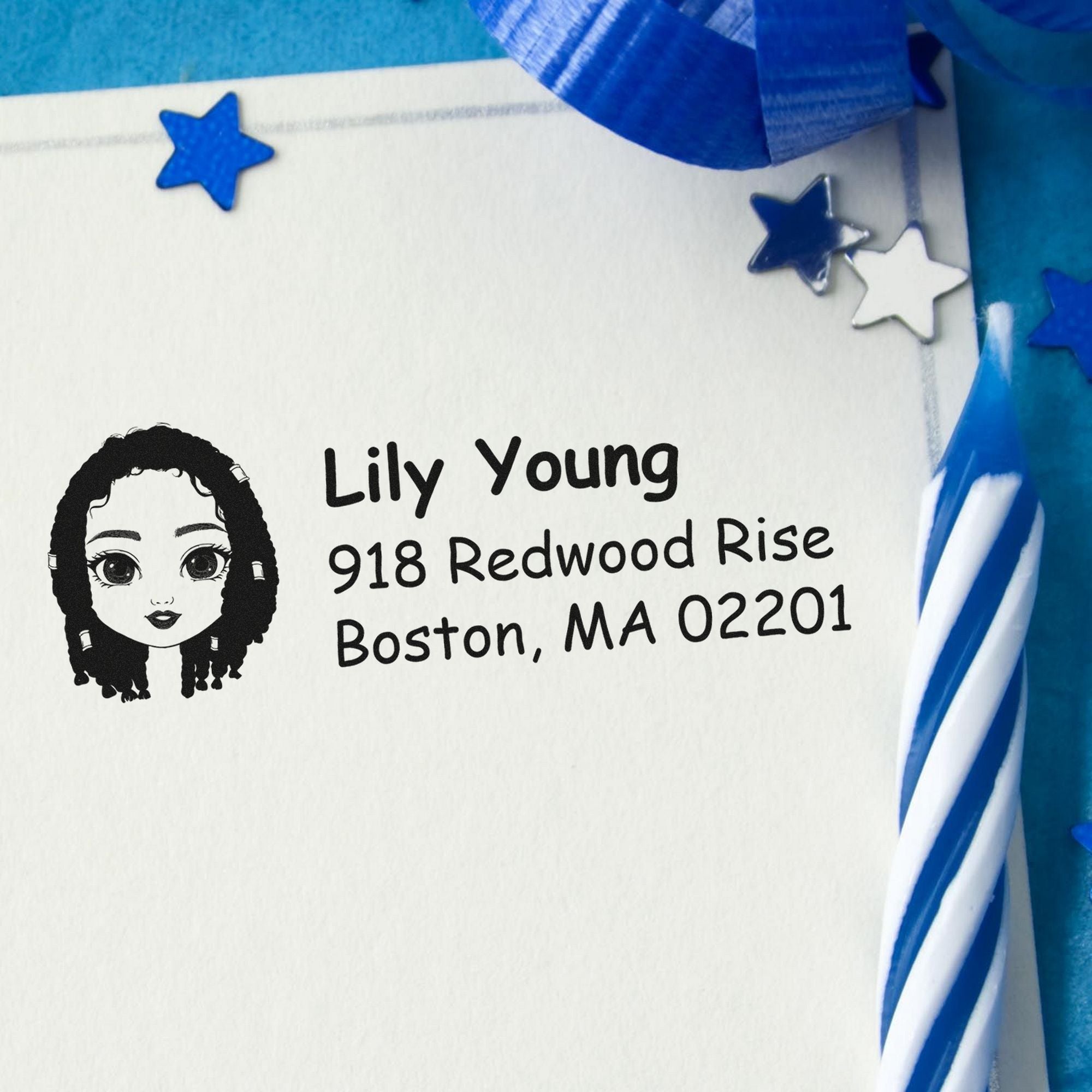 Wood Handle Ms Lily Bitmoji Address Stamp