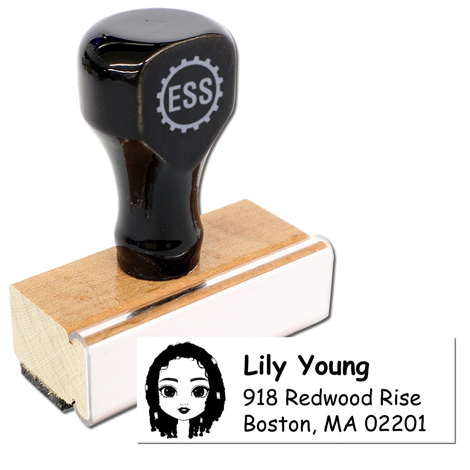 Wood Handle Ms Lily Bitmoji Address Stamp