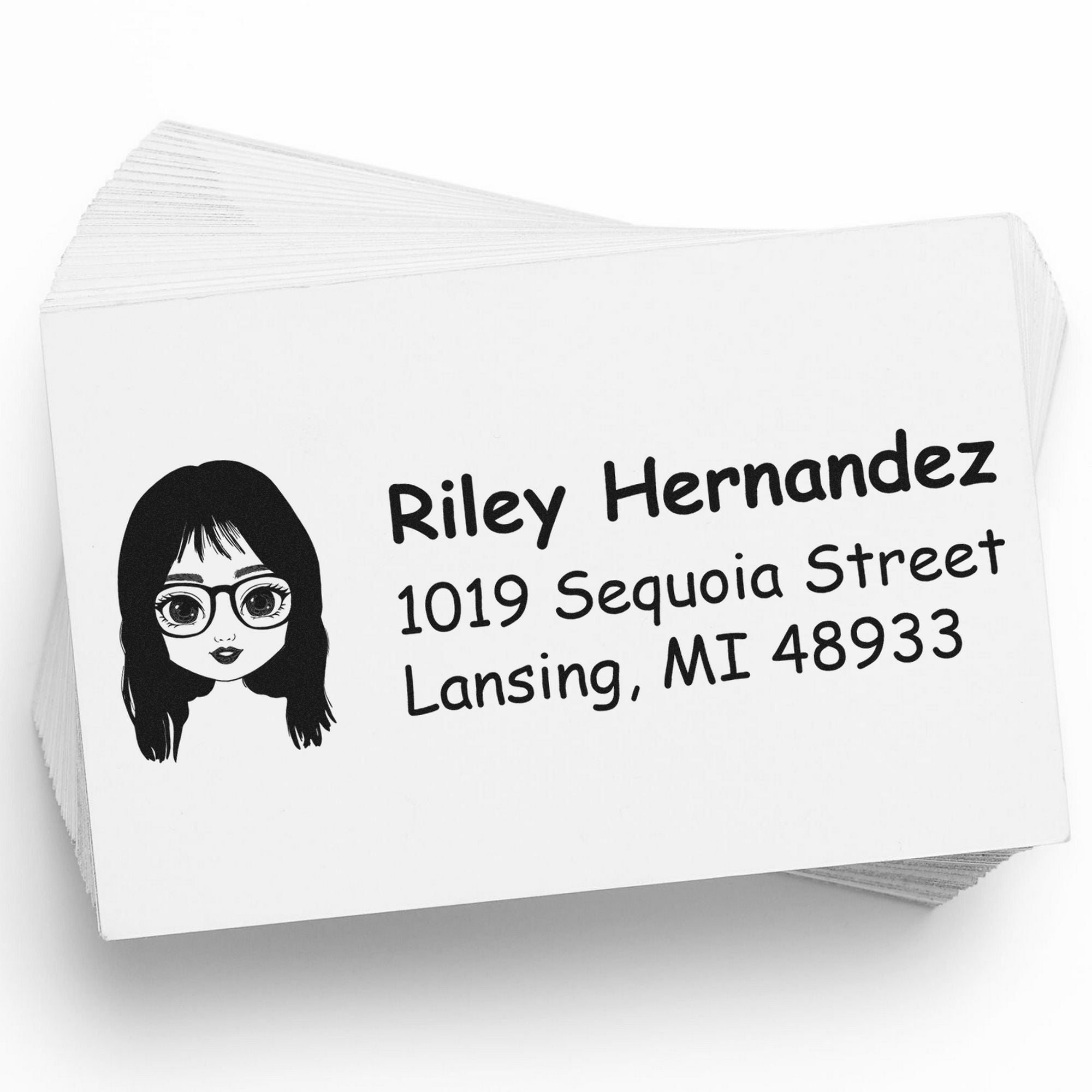 Wood Handle Ms Riley Bitmoji Address Stamp