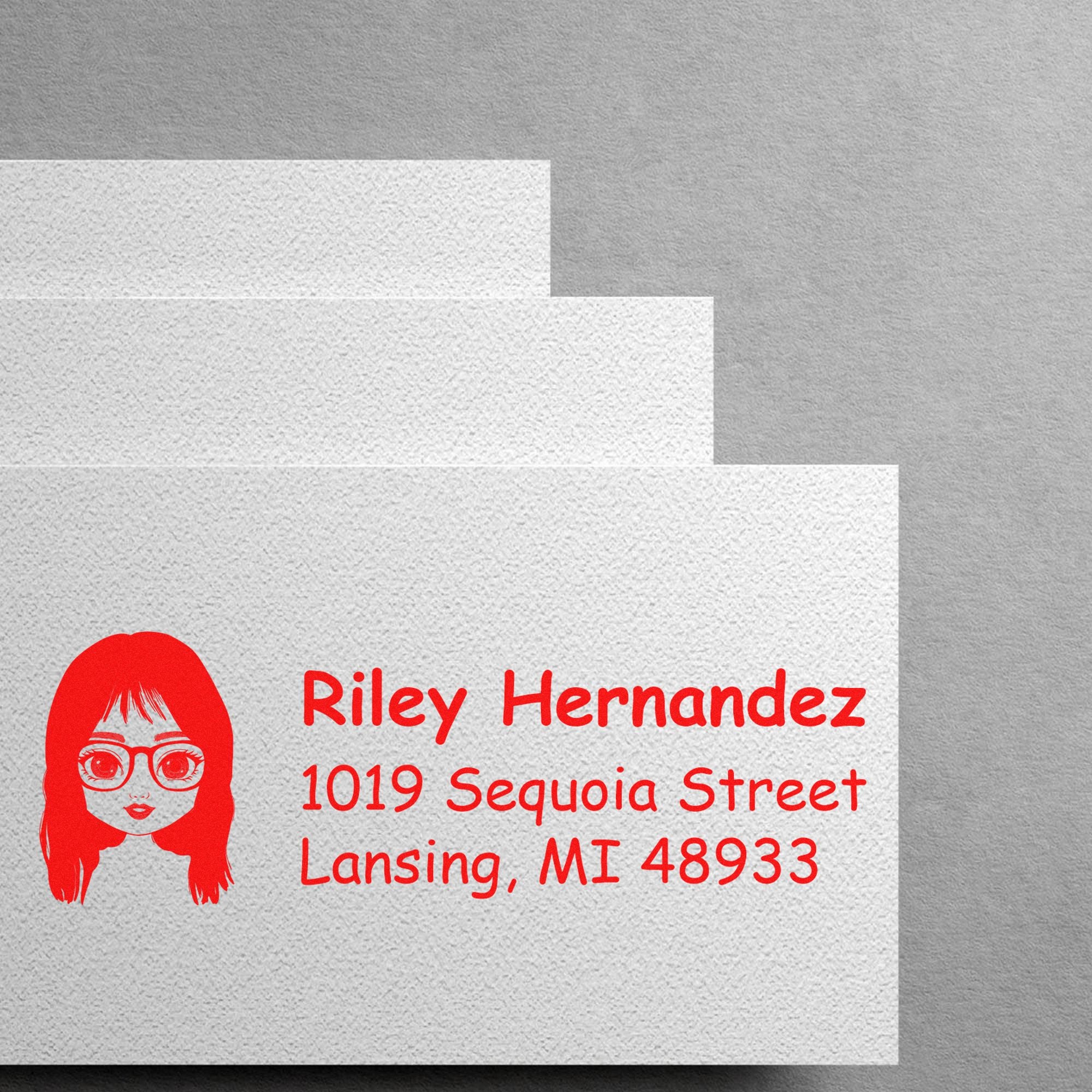 Wood Handle Ms Riley Bitmoji Address Stamp