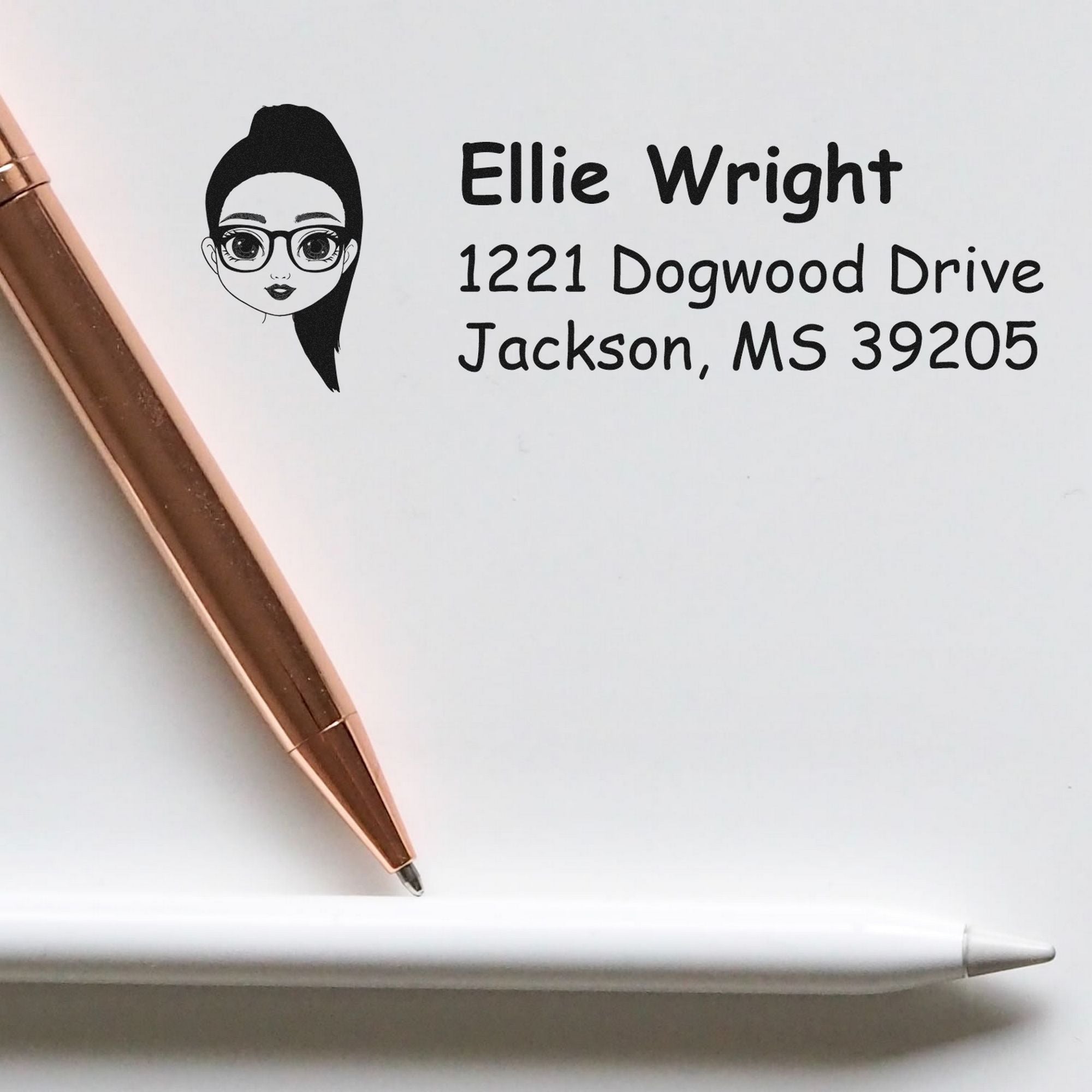 Wood Handle Ms Ellie Bitmoji Address Stamp