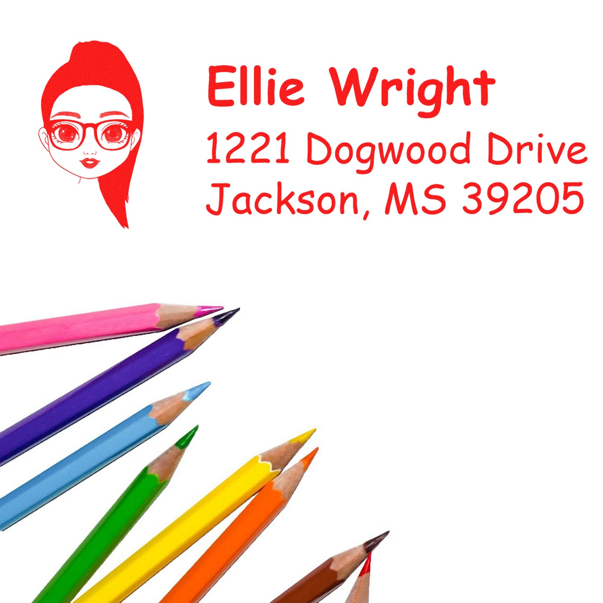 Wood Handle Ms Ellie Bitmoji Address Stamp