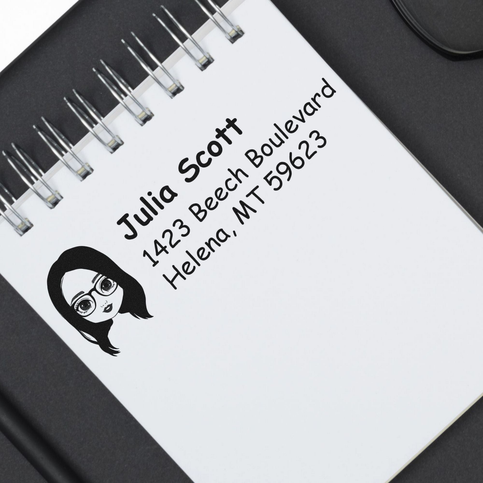 Wood Handle Ms Julia Bitmoji Address Stamp