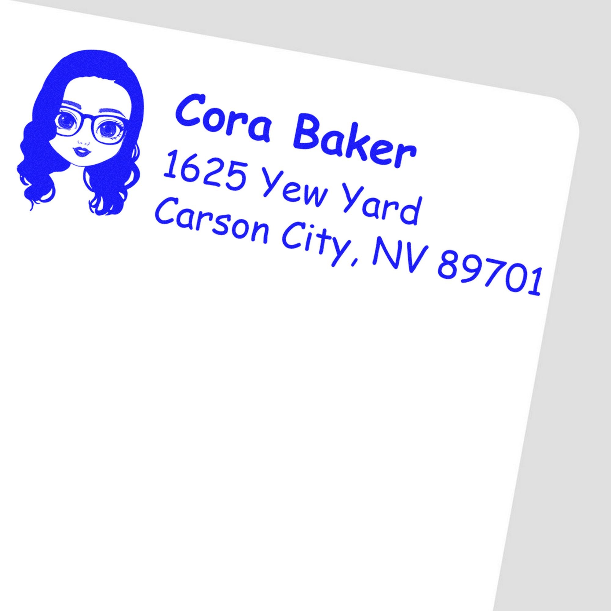 Wood Handle Ms Cora Bitmoji Address Stamp