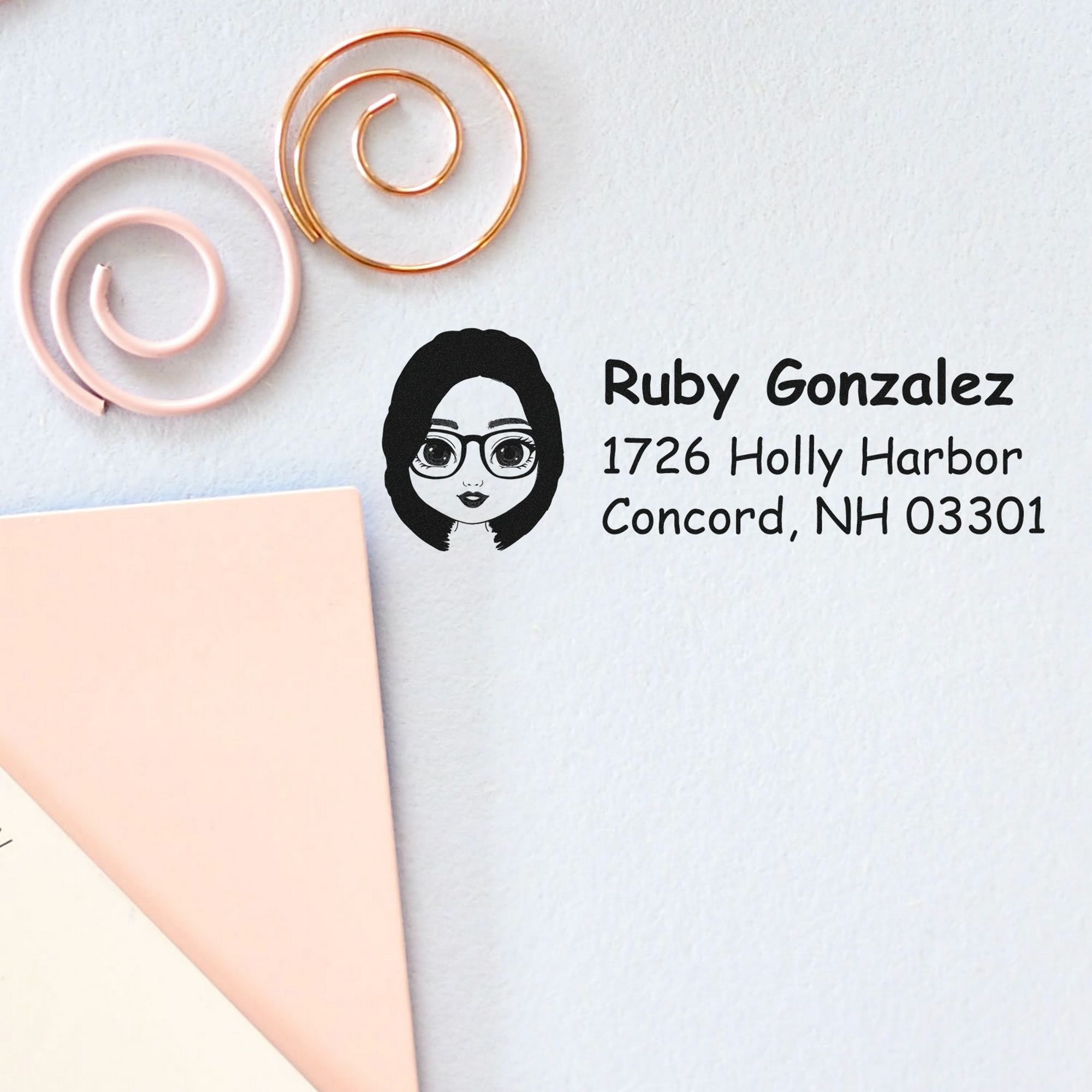 Wood Handle Ms Ruby Bitmoji Address Stamp