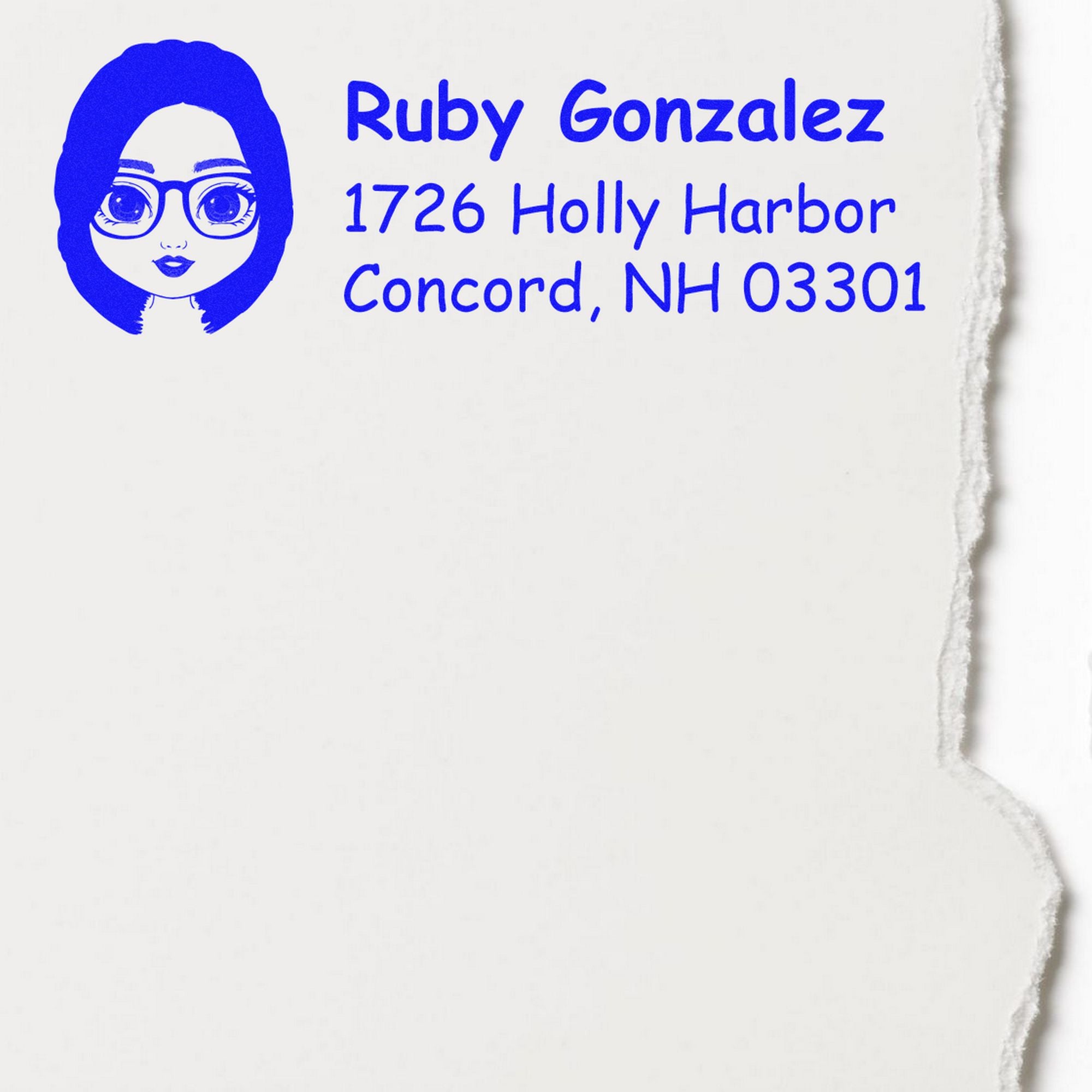 Wood Handle Ms Ruby Bitmoji Address Stamp