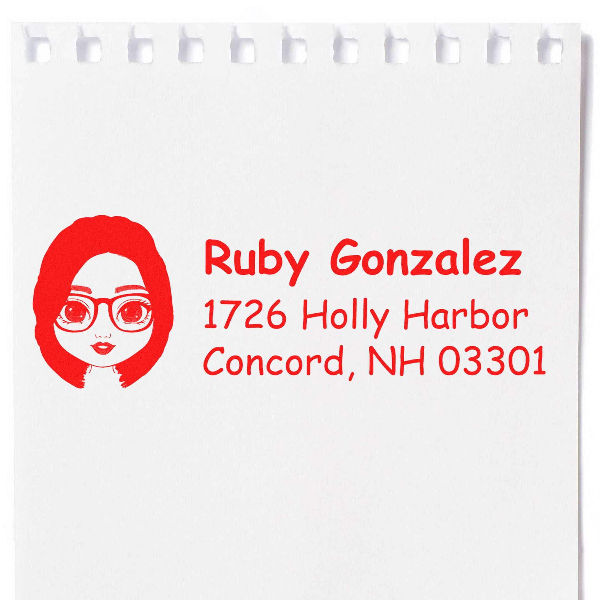 Wood Handle Ms Ruby Bitmoji Address Stamp