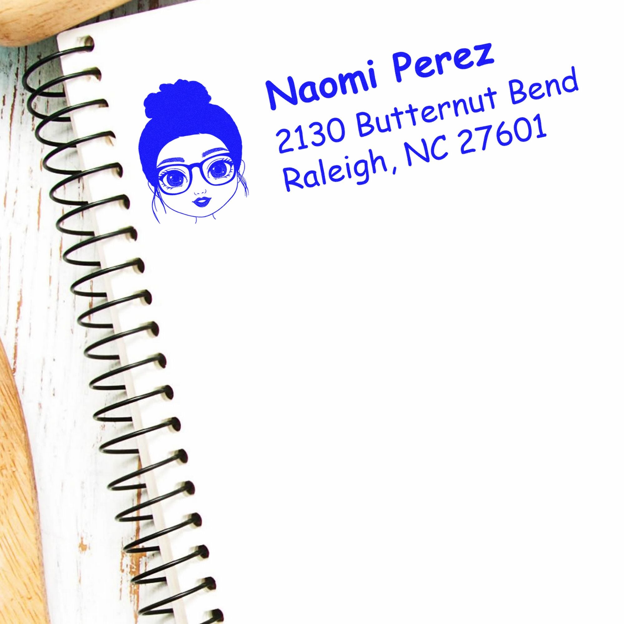 Wood Handle Ms Naomi Bitmoji Address Stamp