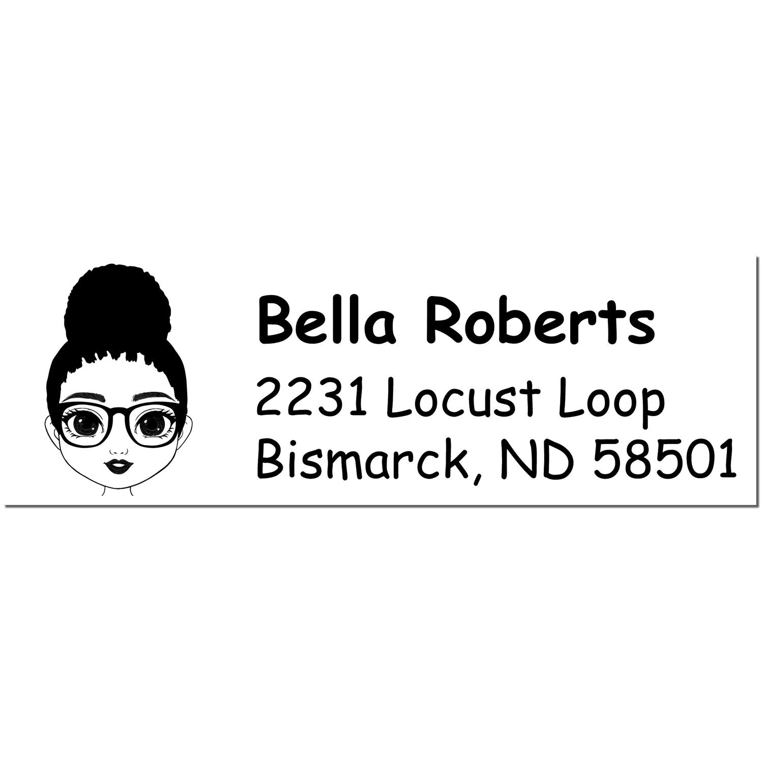 Wood Handle Ms Bella Bitmoji Address Stamp