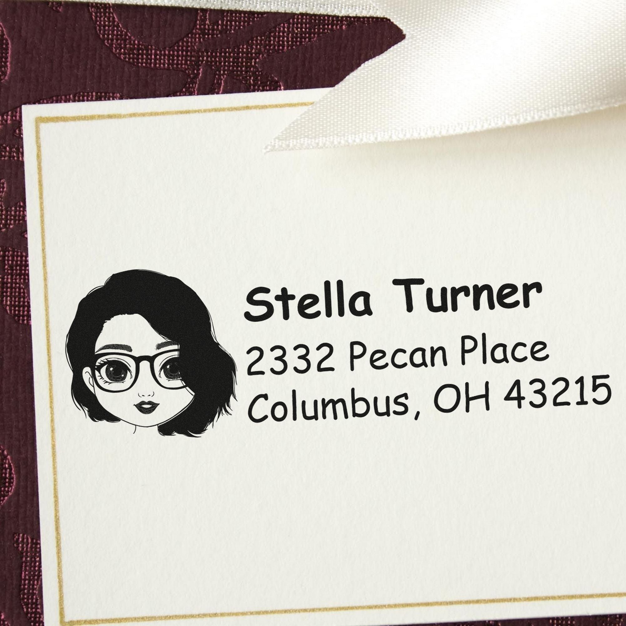 Wood Handle Ms Stella Bitmoji Address Stamp